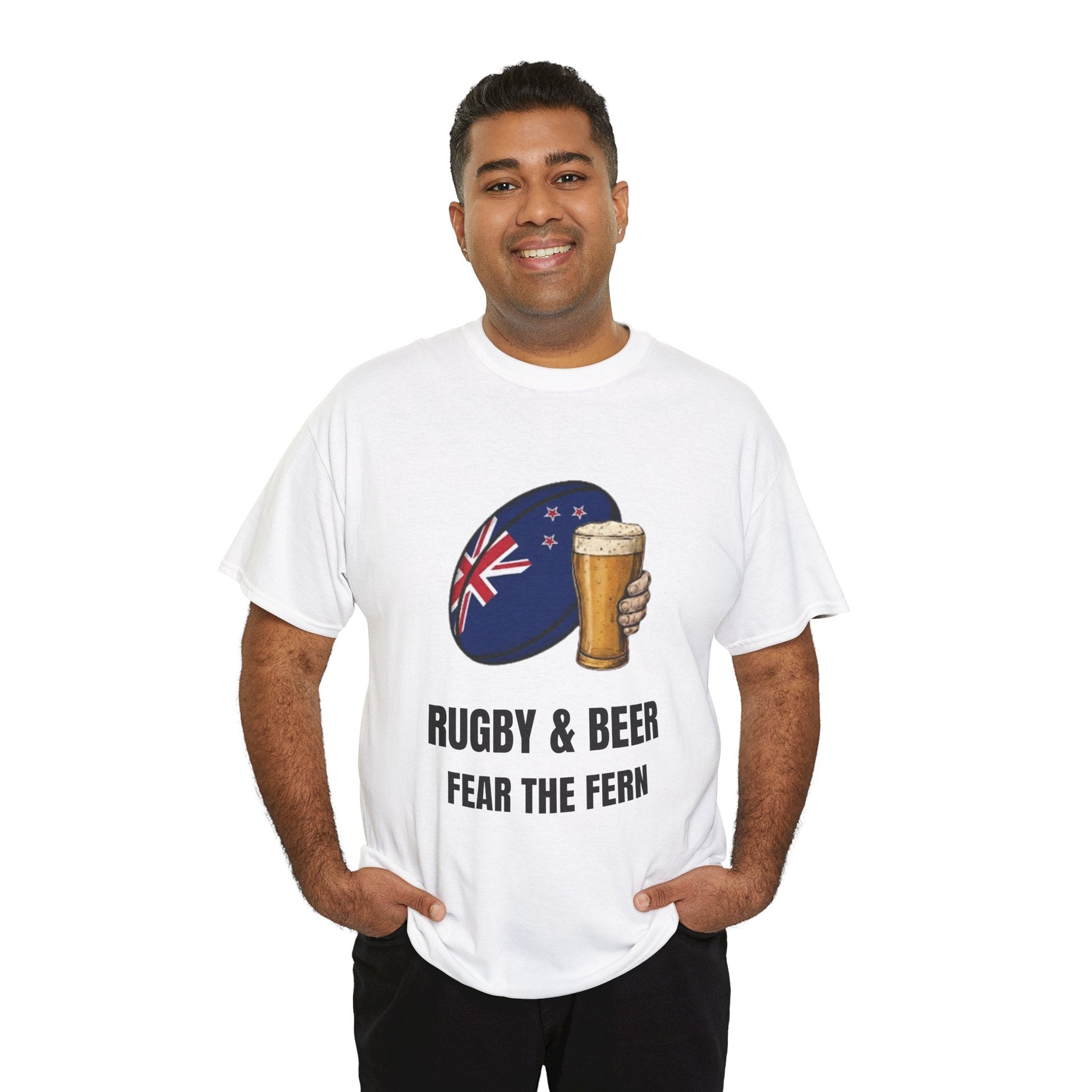 New Zealand Rugby & Beer T-Shirt - Fear the Fern Fan Tee | Match Day Apparel - Rugby & Beer