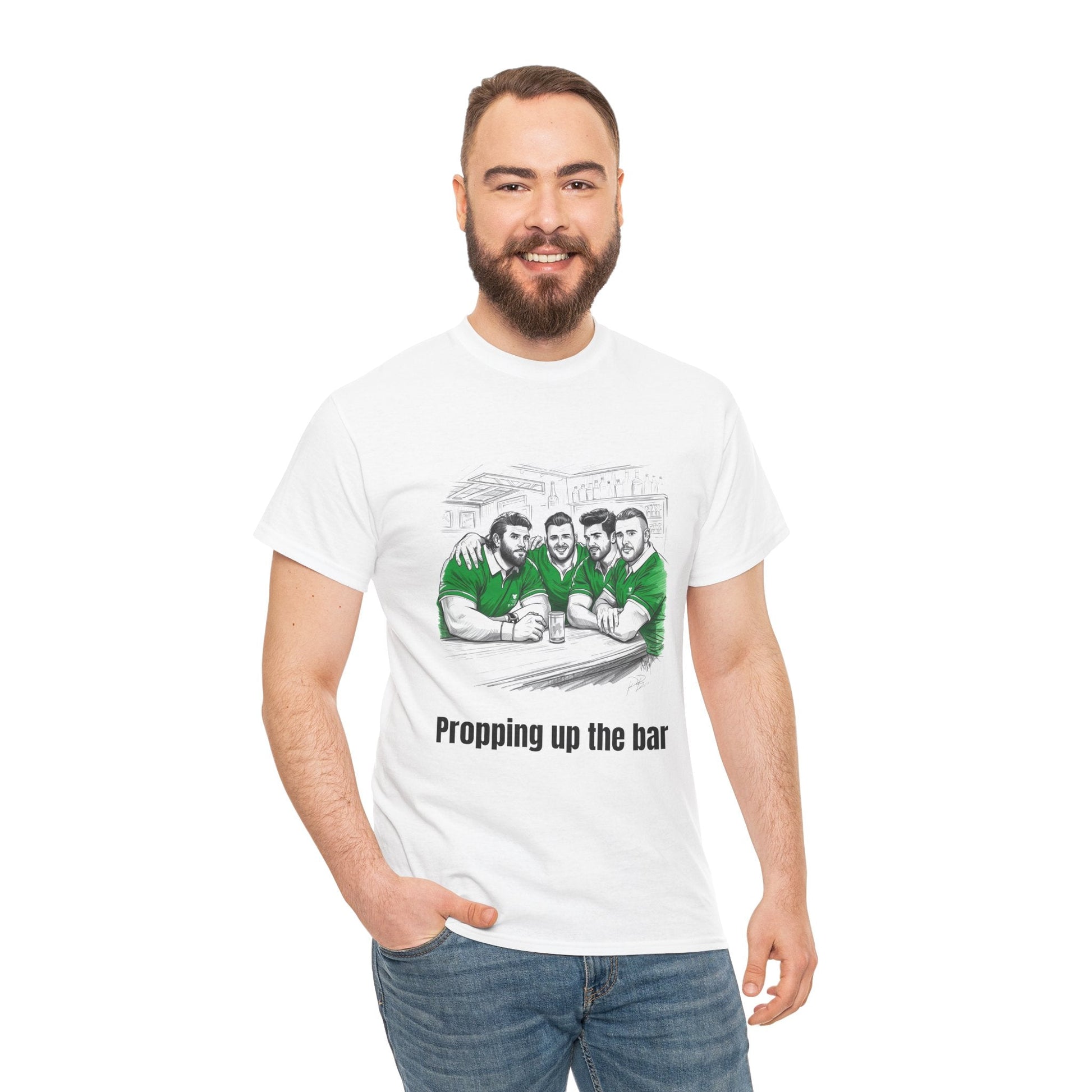Propping Up The Bar – Funny Irish Rugby T-Shirt for Fans & Gifts - Rugby & Beer