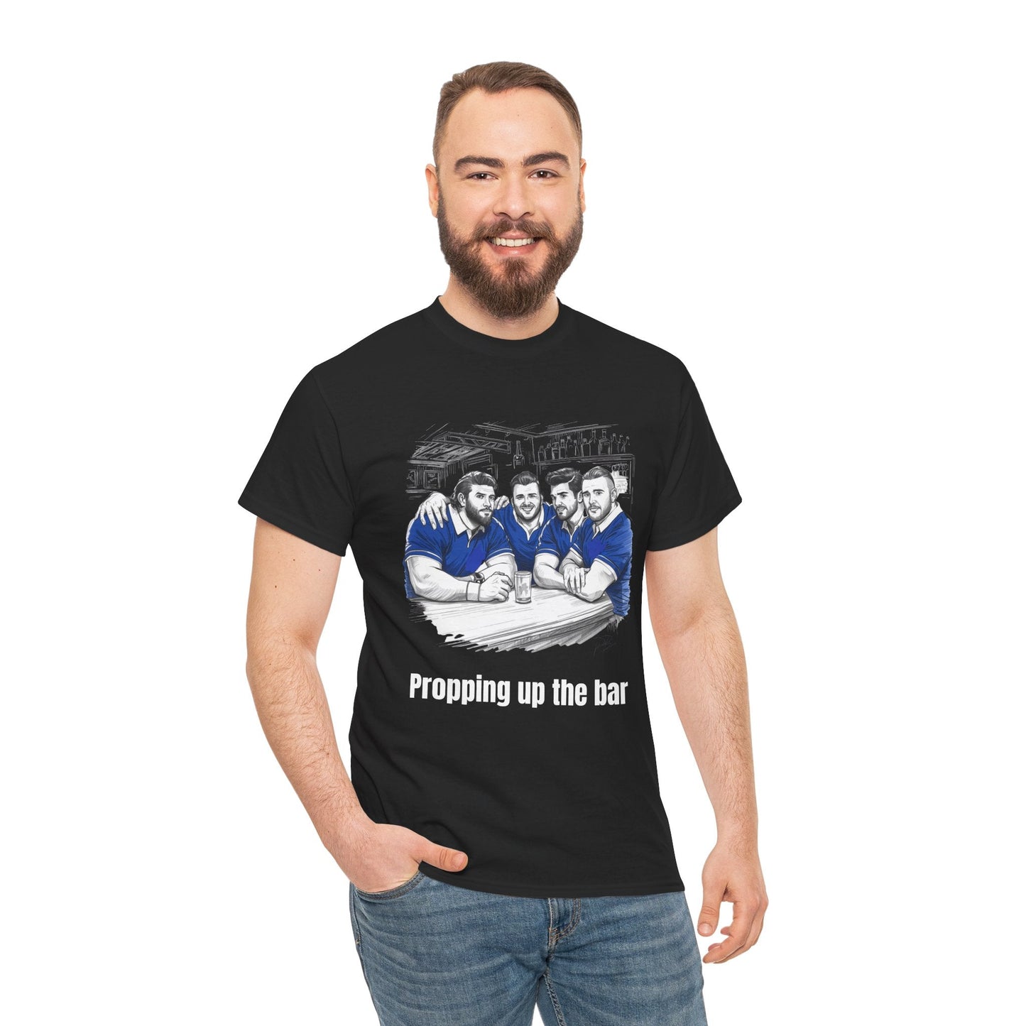 Propping Up The Bar – Funny Scottish Rugby T-Shirt for Fans & Gifts - Rugby & Beer