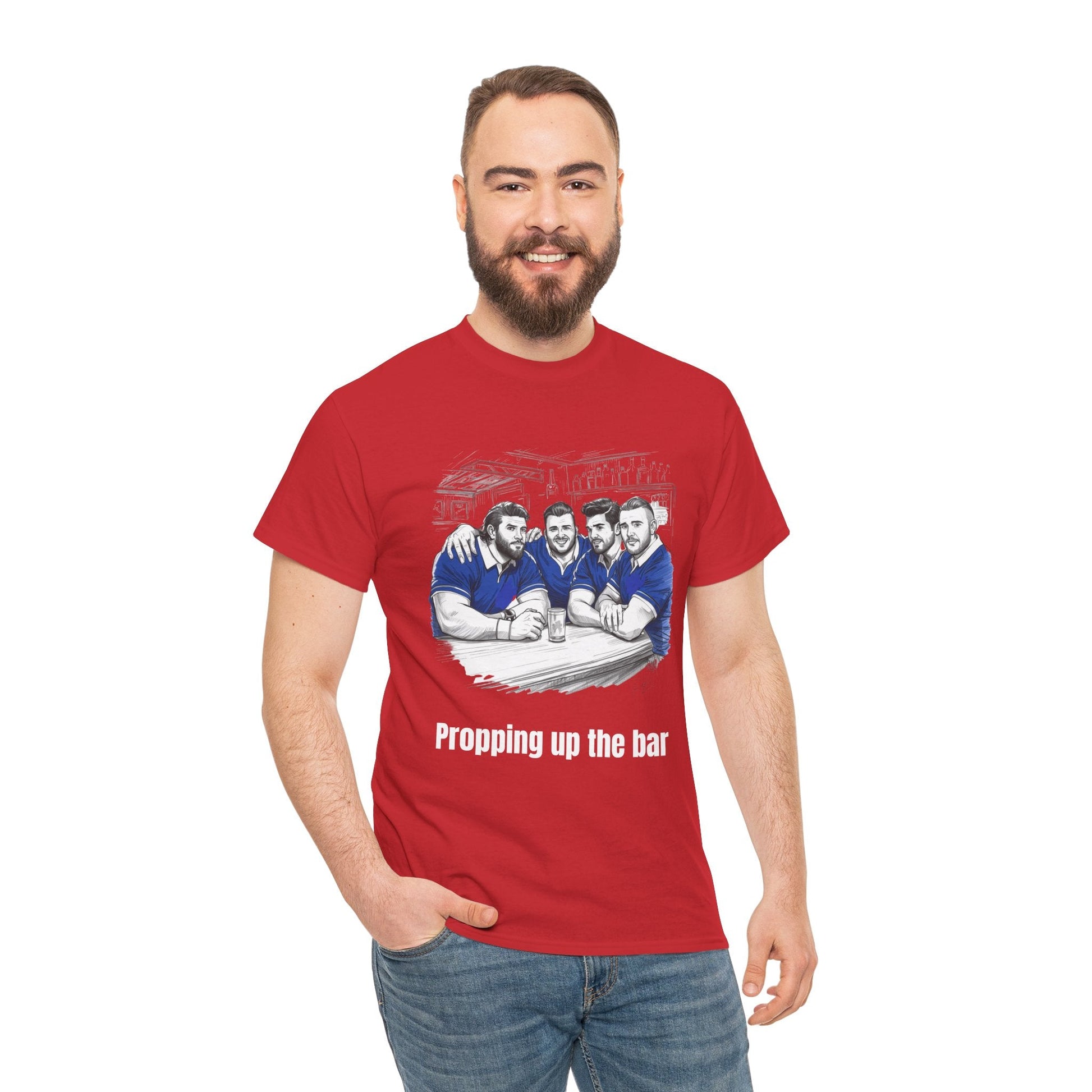 Propping Up The Bar – Funny Scottish Rugby T-Shirt for Fans & Gifts - Rugby & Beer