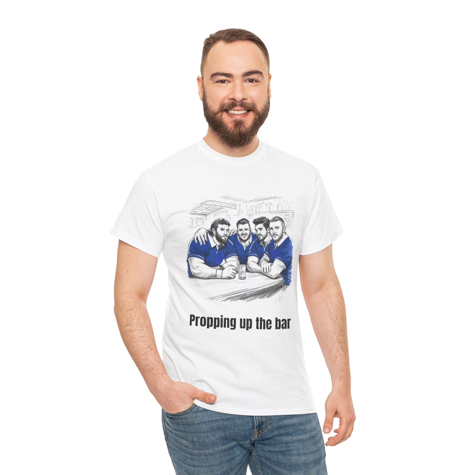 Propping Up The Bar – Funny Scottish Rugby T-Shirt for Fans & Gifts - Rugby & Beer