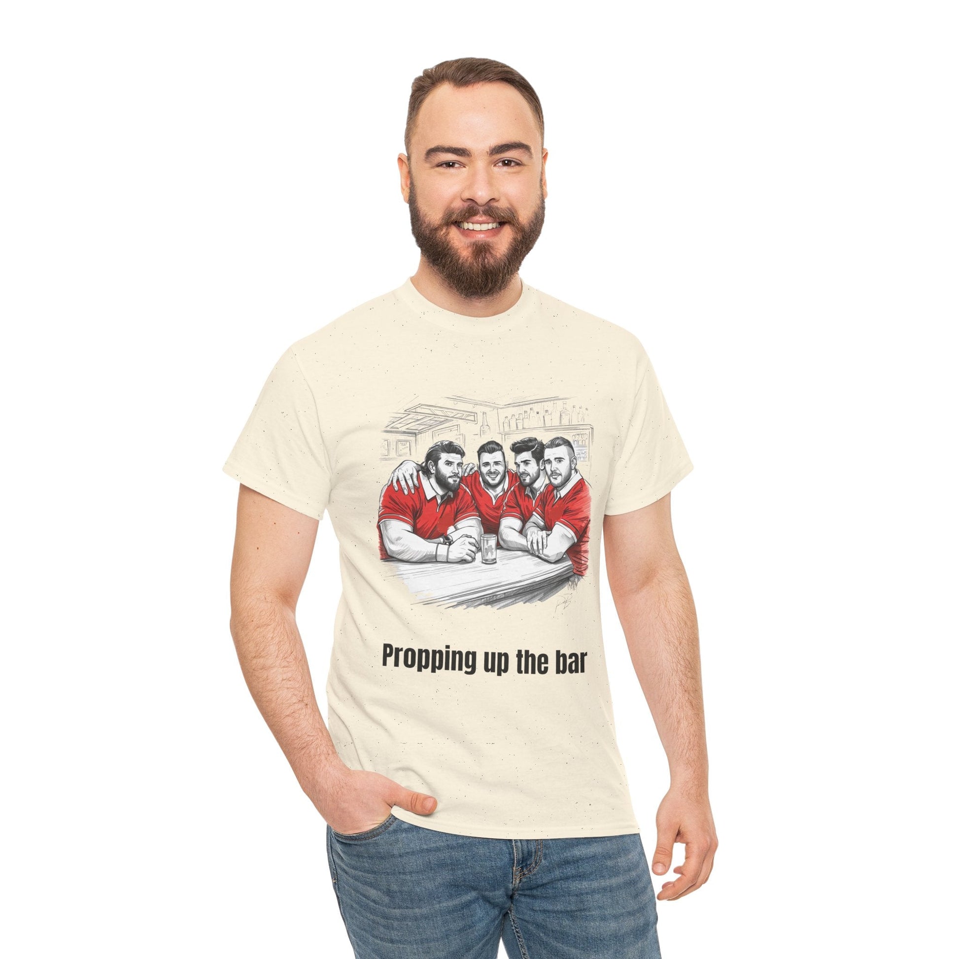 Propping Up The Bar – Funny Welsh Rugby T-Shirt for Fans & Gifts - Rugby & Beer