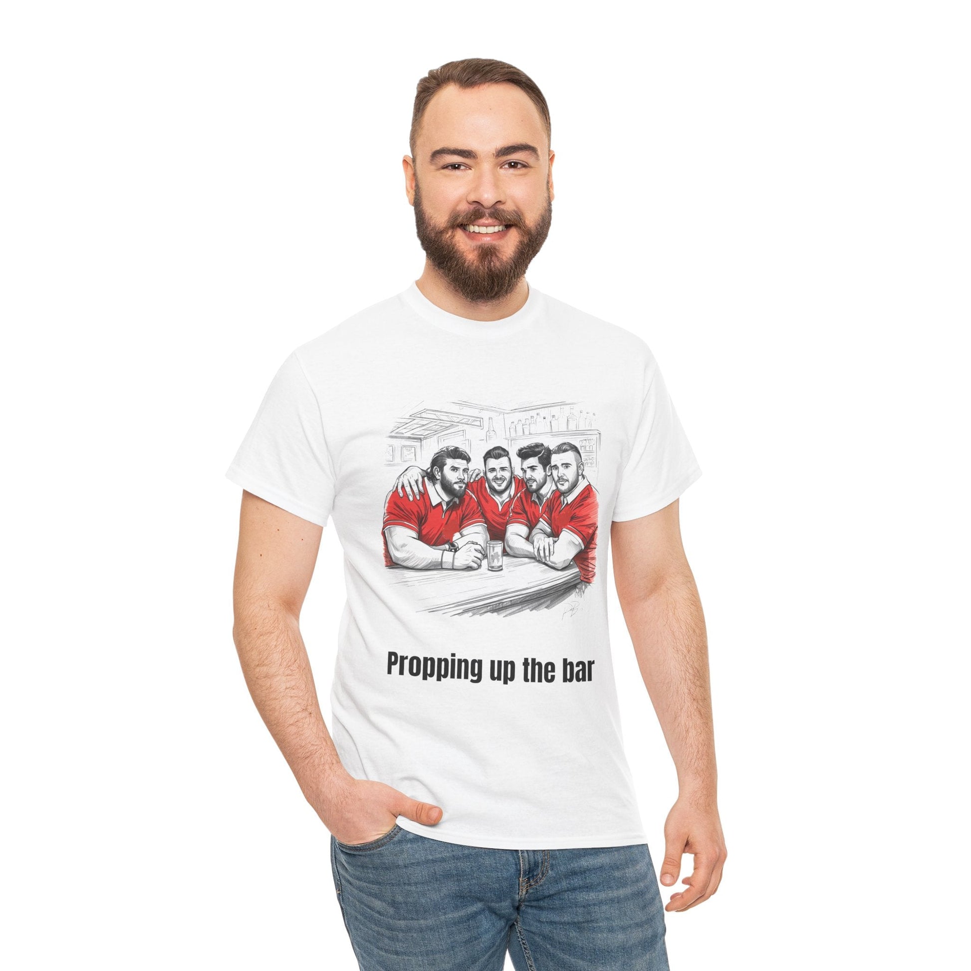 Propping Up The Bar – Funny Welsh Rugby T-Shirt for Fans & Gifts - Rugby & Beer