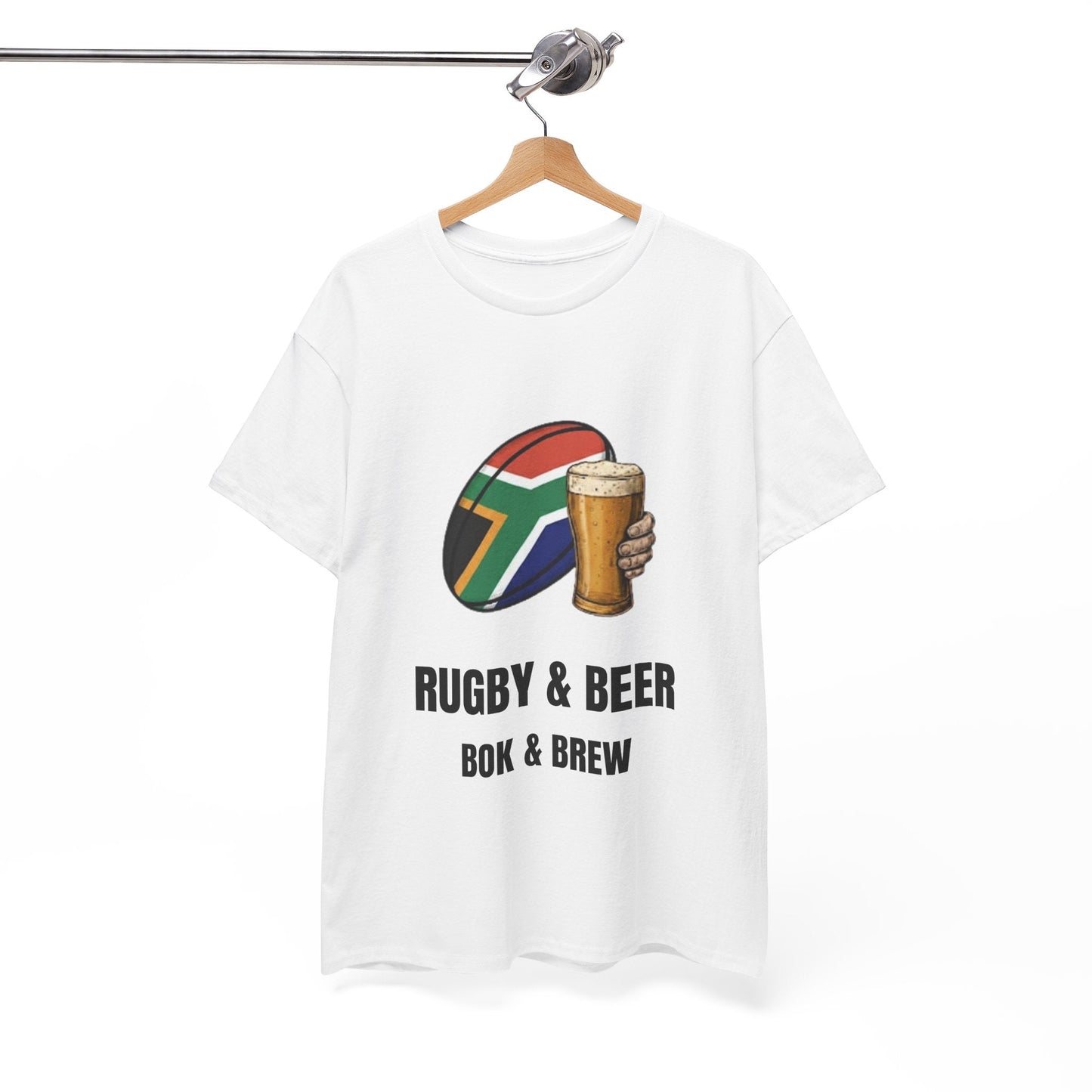 Rugby & Beer ¨Bok & Brew¨ T-Shirt - South African Rugby Fan Matchday Gift - Rugby & Beer