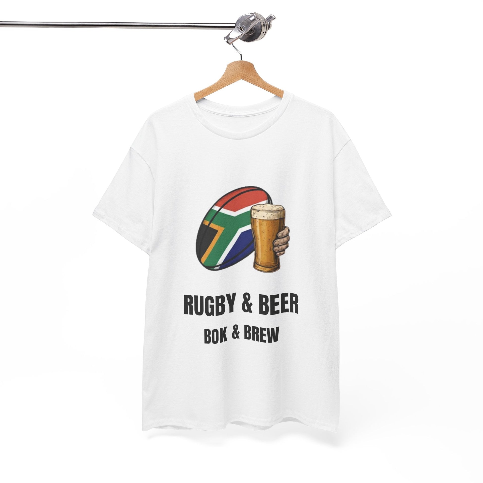 Rugby & Beer ¨Bok & Brew¨ T-Shirt - South African Rugby Fan Matchday Gift - Rugby & Beer