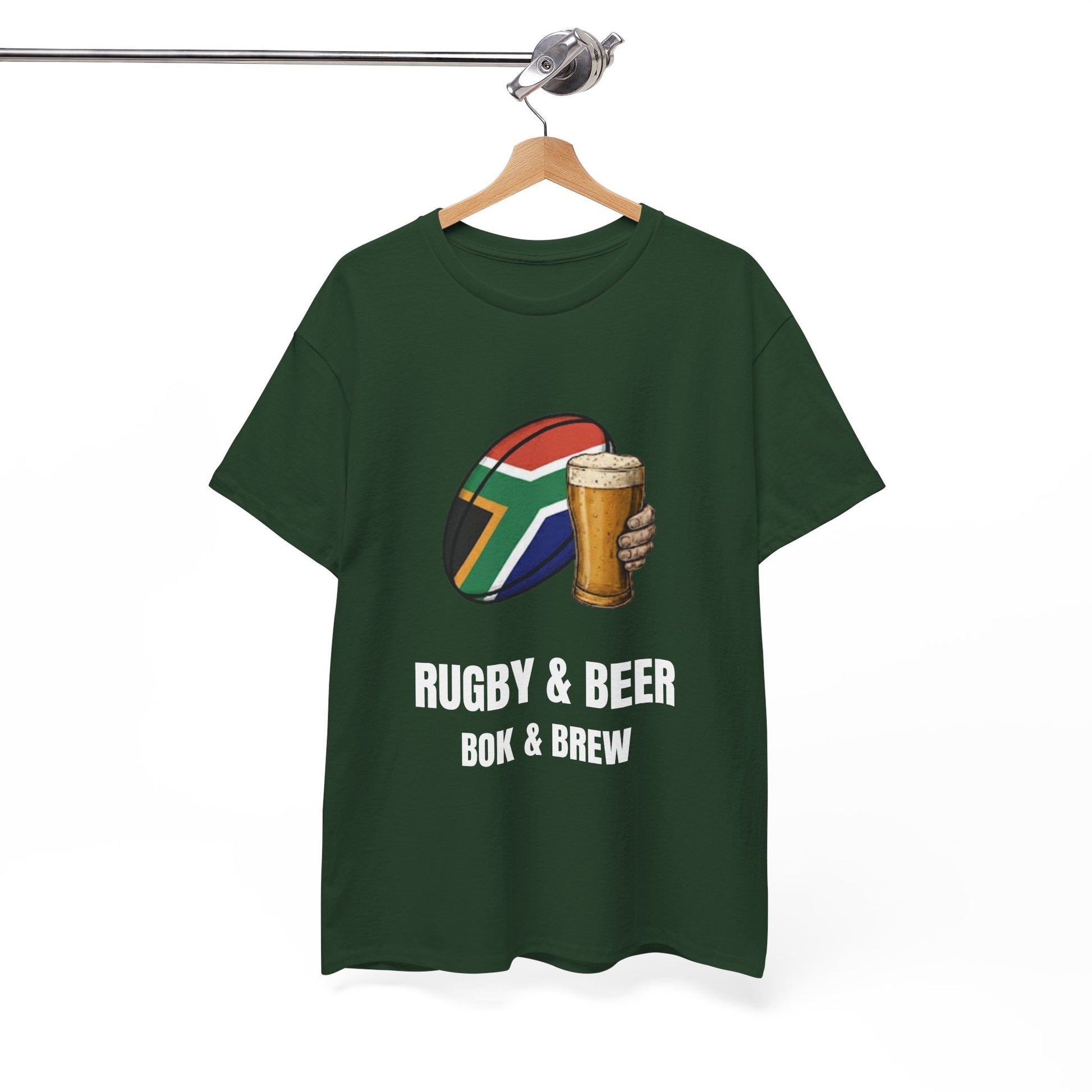 Rugby & Beer ¨Bok & Brew¨ T-Shirt - South African Rugby Fan Matchday Gift - Rugby & Beer
