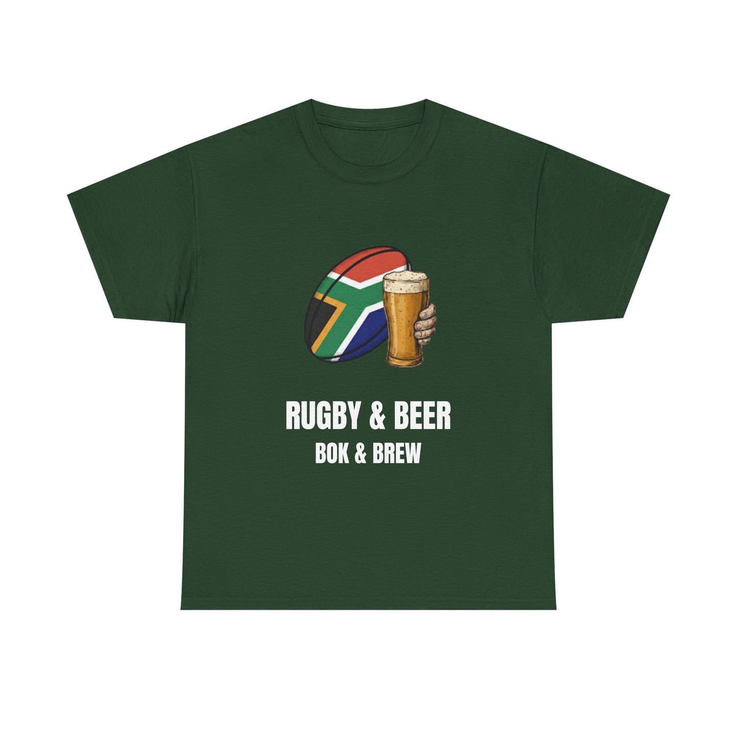Rugby & Beer ¨Bok & Brew¨ T-Shirt - South African Rugby Fan Matchday Gift - Rugby & Beer
