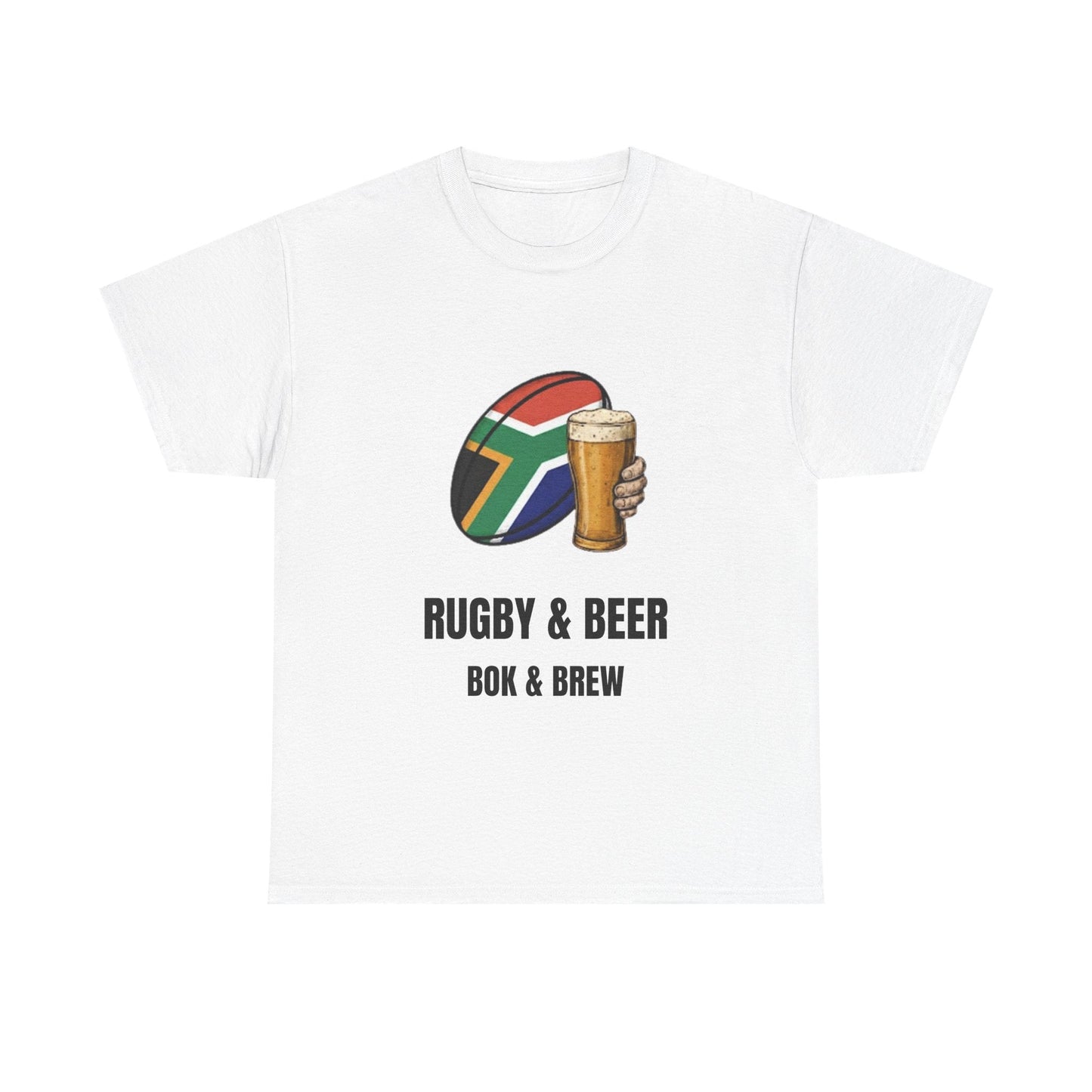 Rugby & Beer ¨Bok & Brew¨ T-Shirt - South African Rugby Fan Matchday Gift - Rugby & Beer
