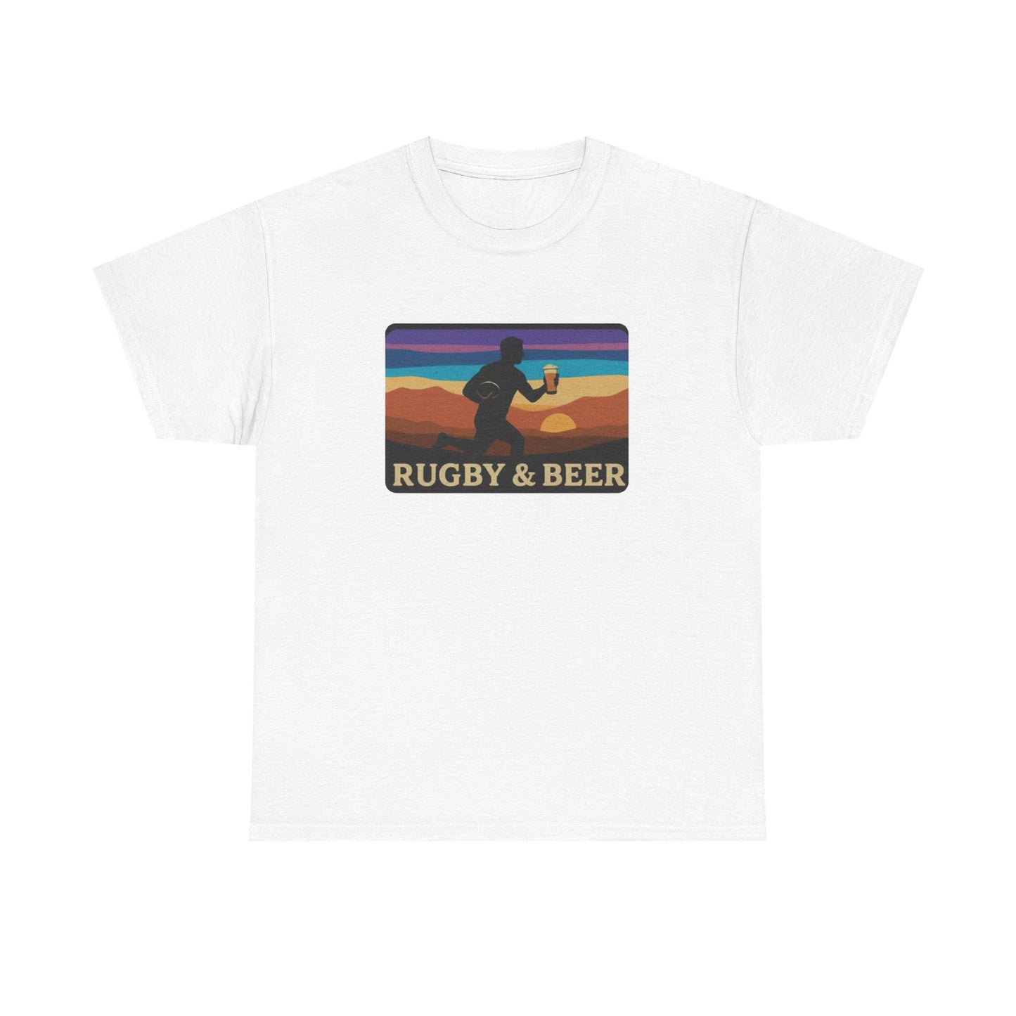 Rugby & Beer Funny T-Shirt | Mens Retro Match Day & Christmas Gift - Rugby & Beer