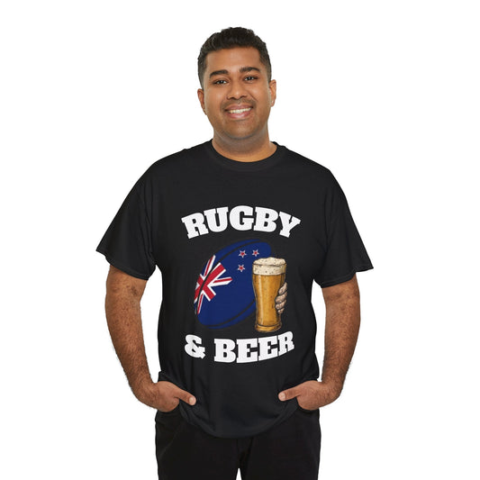 Rugby & Beer New Zealand T-Shirt – Kiwi Rugby Fans Match Day Tee - Rugby & Beer