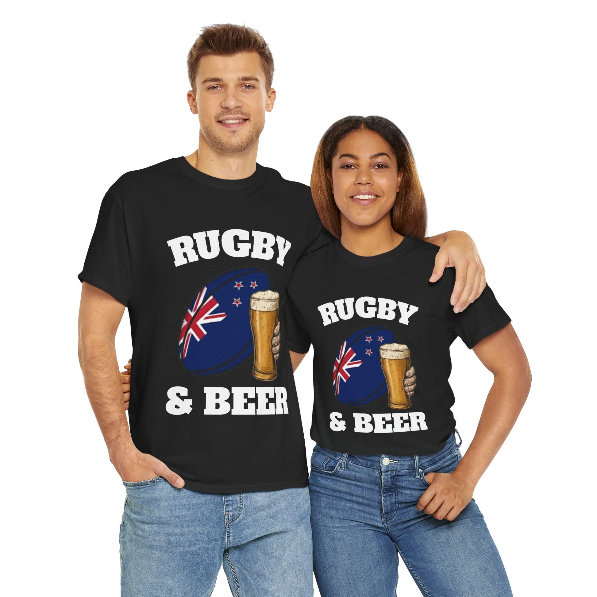 Rugby & Beer New Zealand T-Shirt – Kiwi Rugby Fans Match Day Tee - Rugby & Beer