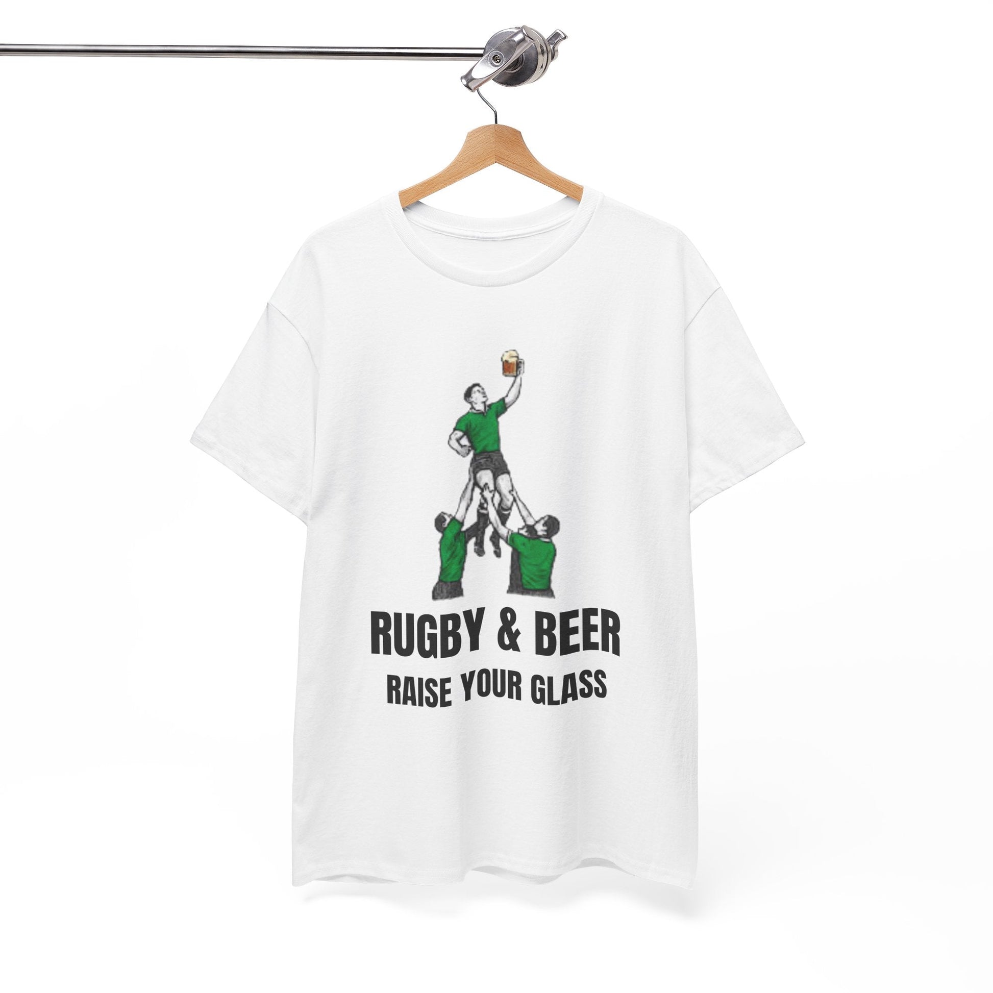 Rugby & Beer “Raise Your Glass” T-Shirt – Perfect Gift for Irish Rugby Fans - Rugby & Beer