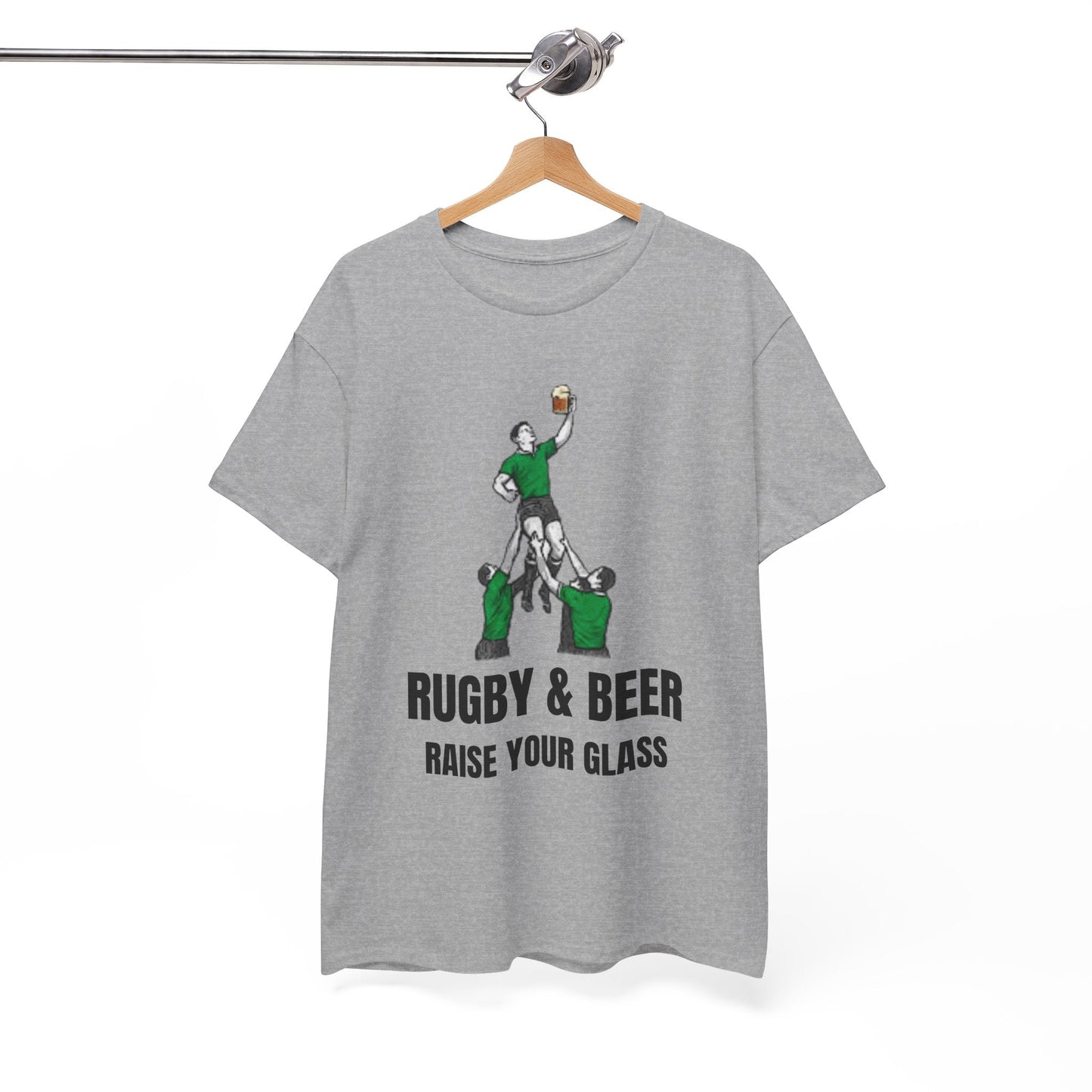 Rugby & Beer “Raise Your Glass” T-Shirt – Perfect Gift for Irish Rugby Fans - Rugby & Beer
