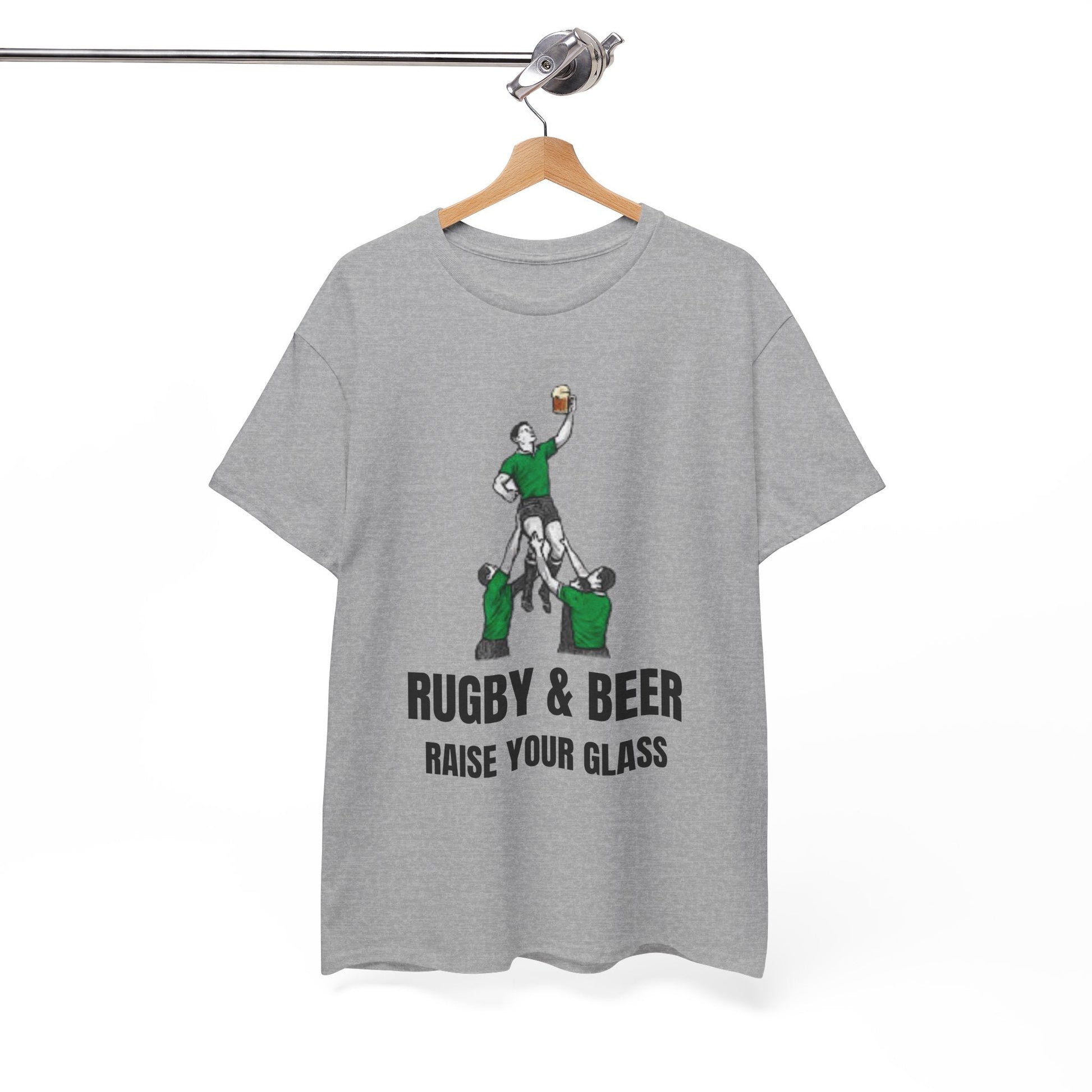 Rugby & Beer “Raise Your Glass” T-Shirt – Perfect Gift for Irish Rugby Fans - Rugby & Beer