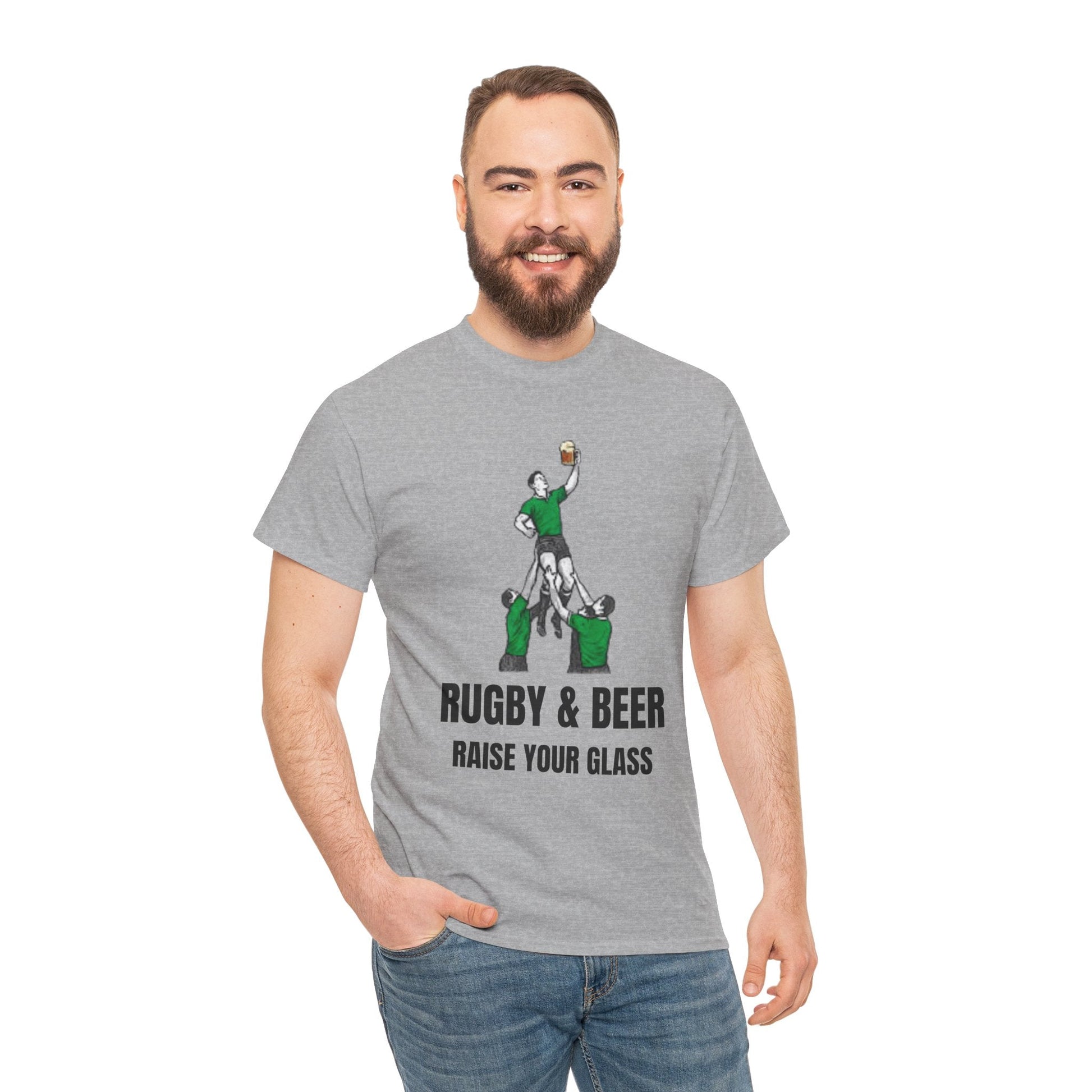 Rugby & Beer “Raise Your Glass” T-Shirt – Perfect Gift for Irish Rugby Fans - Rugby & Beer