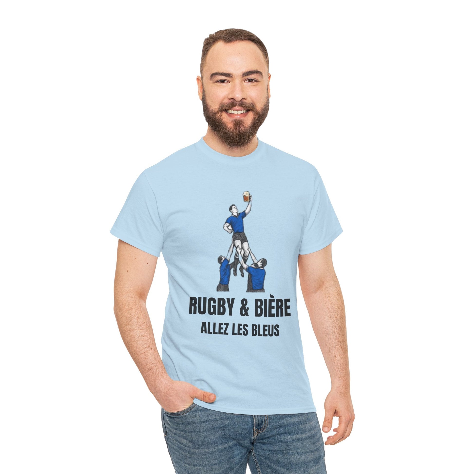 Rugby & Beer T-shirt: Allez Les Bleus - Perfect gift for rugby fans - Rugby & Beer