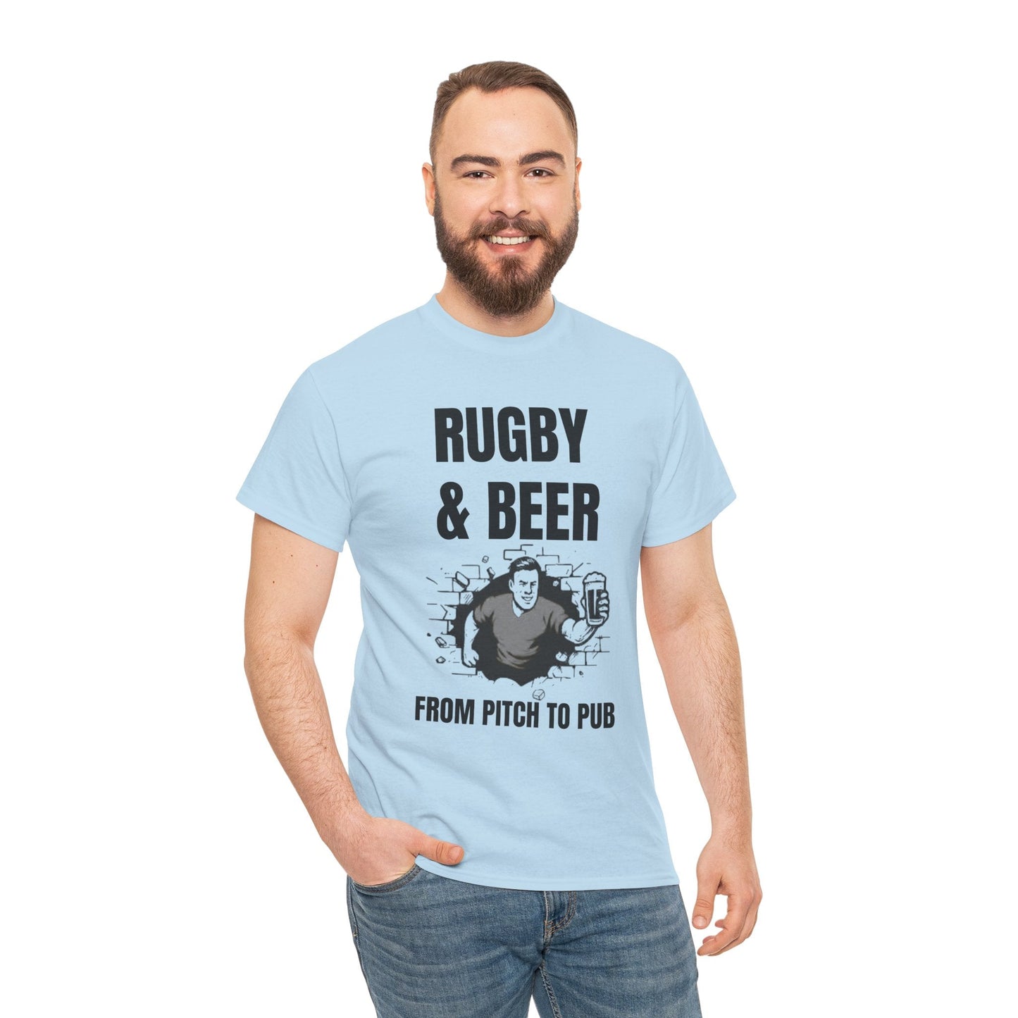 Rugby & Beer T-Shirt – From the Pitch to the Pub | English Rugby Fans Tee - Rugby & Beer