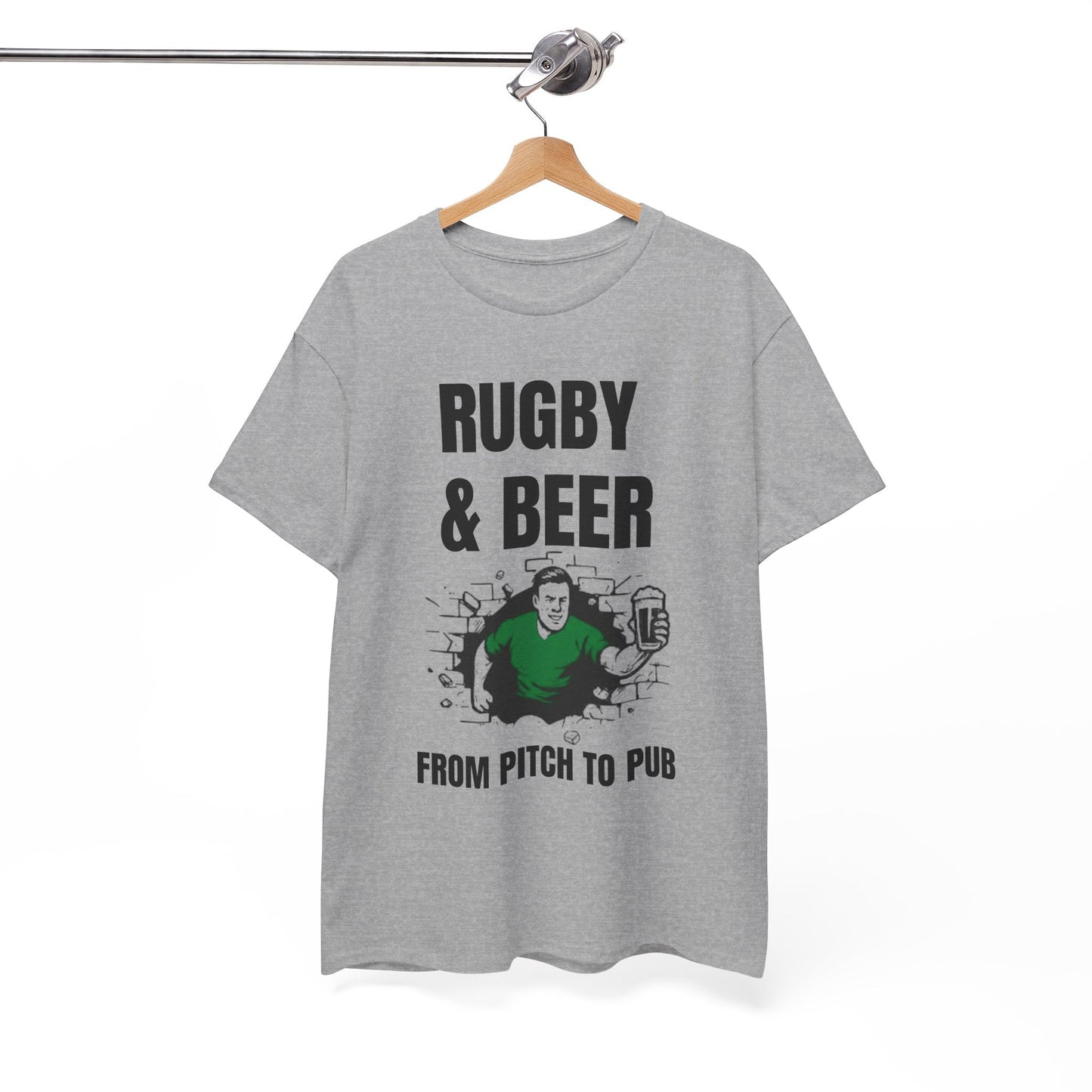Rugby & Beer T-Shirt – From the Pitch to the Pub | Irish Rugby Fans Tee - Rugby & Beer