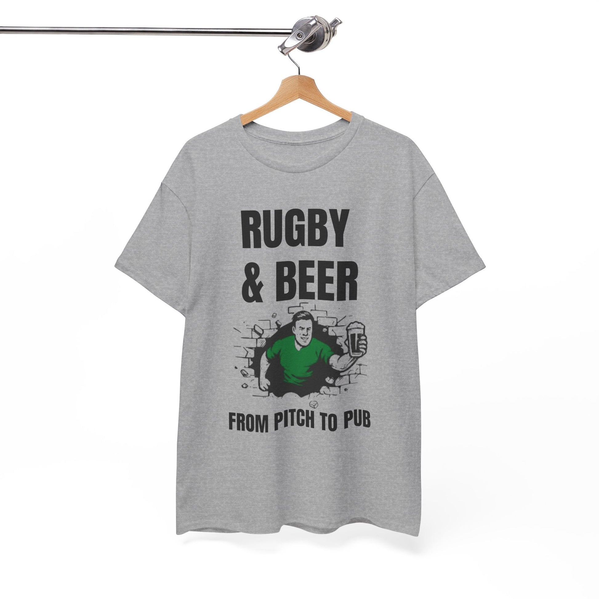 Rugby & Beer T-Shirt – From the Pitch to the Pub | Irish Rugby Fans Tee - Rugby & Beer