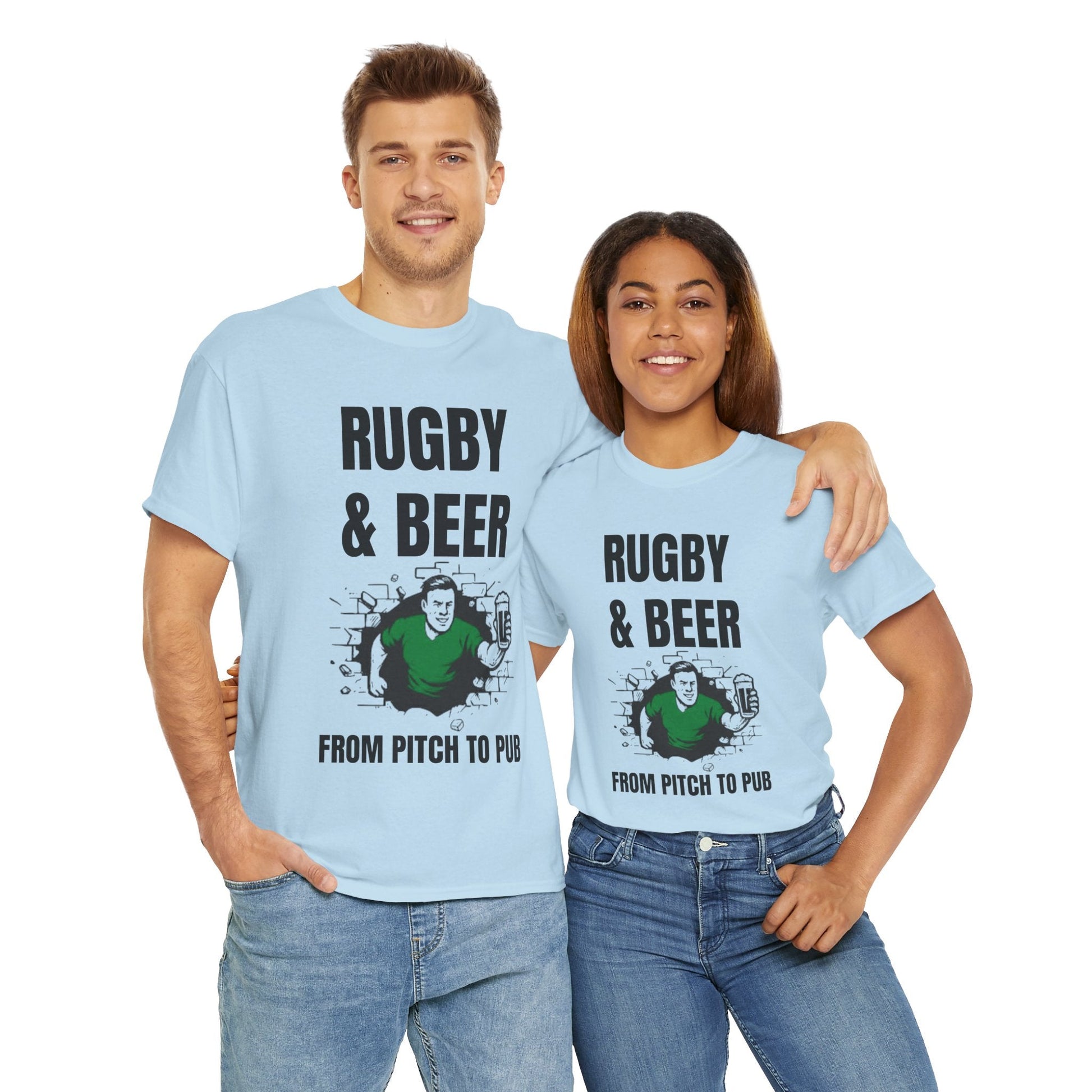Rugby & Beer T-Shirt – From the Pitch to the Pub | Irish Rugby Fans Tee - Rugby & Beer