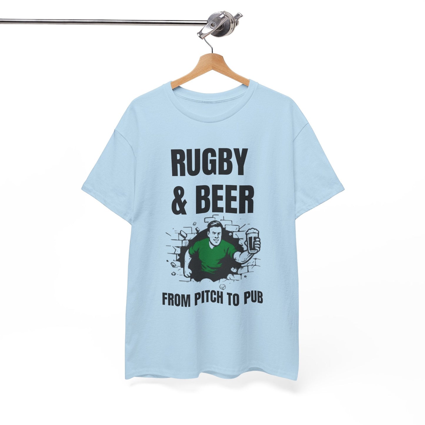 Rugby & Beer T-Shirt – From the Pitch to the Pub | Irish Rugby Fans Tee - Rugby & Beer