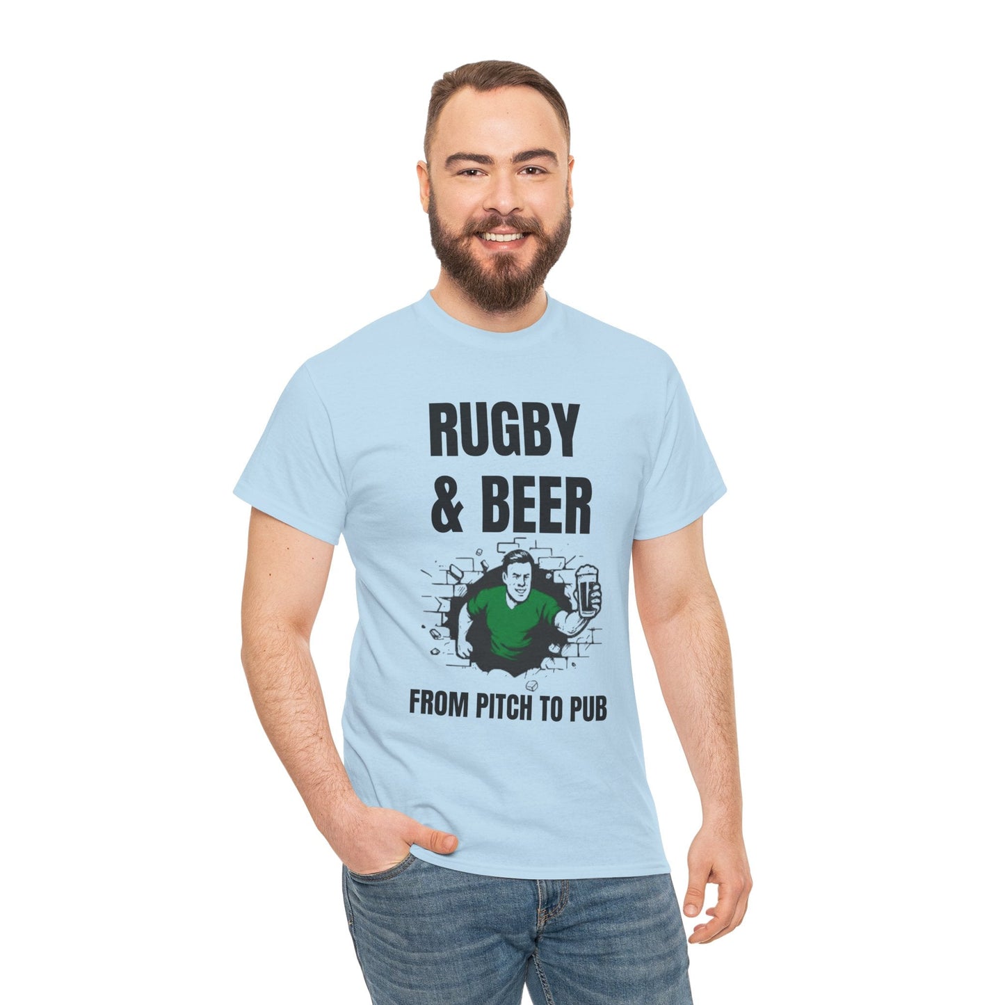 Rugby & Beer T-Shirt – From the Pitch to the Pub | Irish Rugby Fans Tee - Rugby & Beer