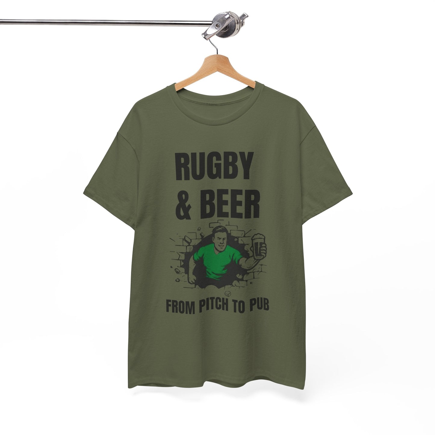 Rugby & Beer T-Shirt – From the Pitch to the Pub | Irish Rugby Fans Tee - Rugby & Beer