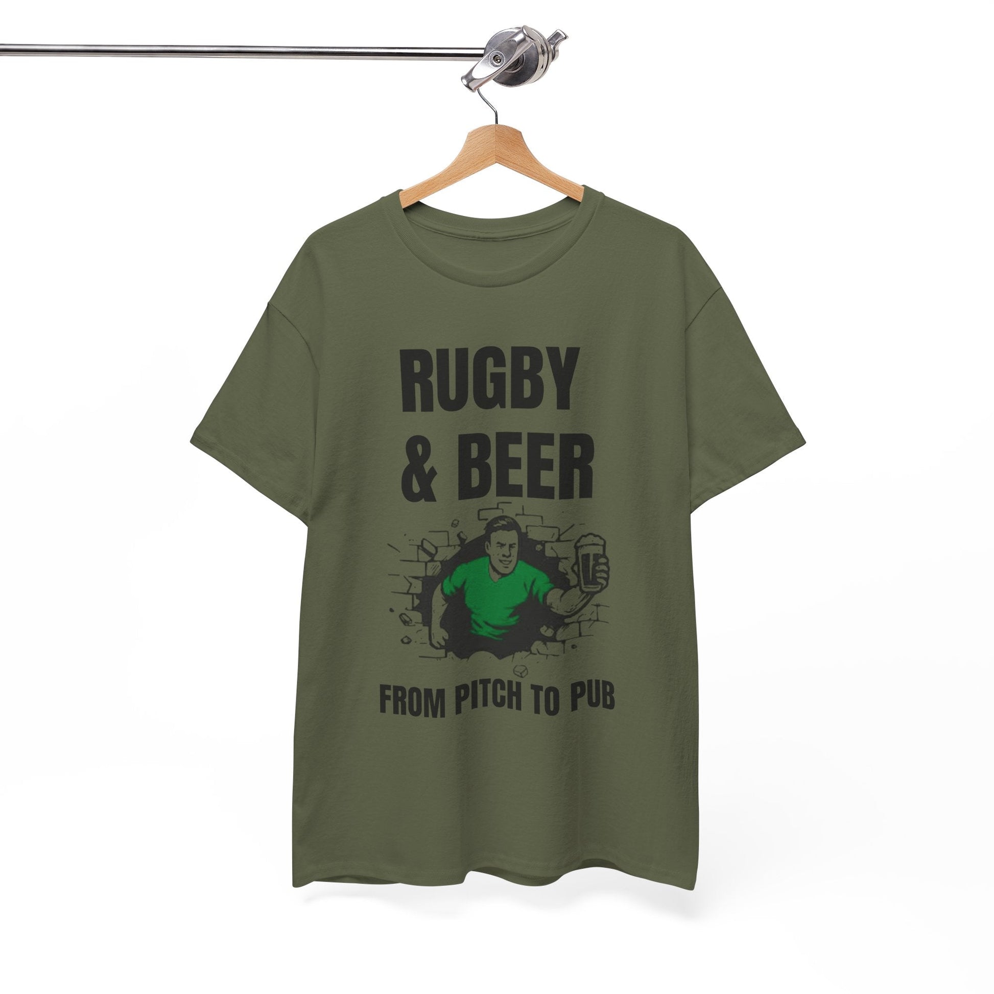 Rugby & Beer T-Shirt – From the Pitch to the Pub | Irish Rugby Fans Tee - Rugby & Beer