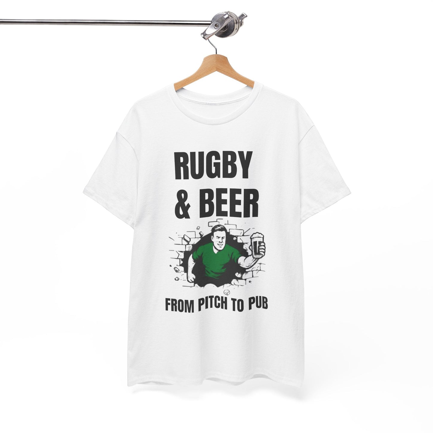 Rugby & Beer T-Shirt – From the Pitch to the Pub | Irish Rugby Fans Tee - Rugby & Beer
