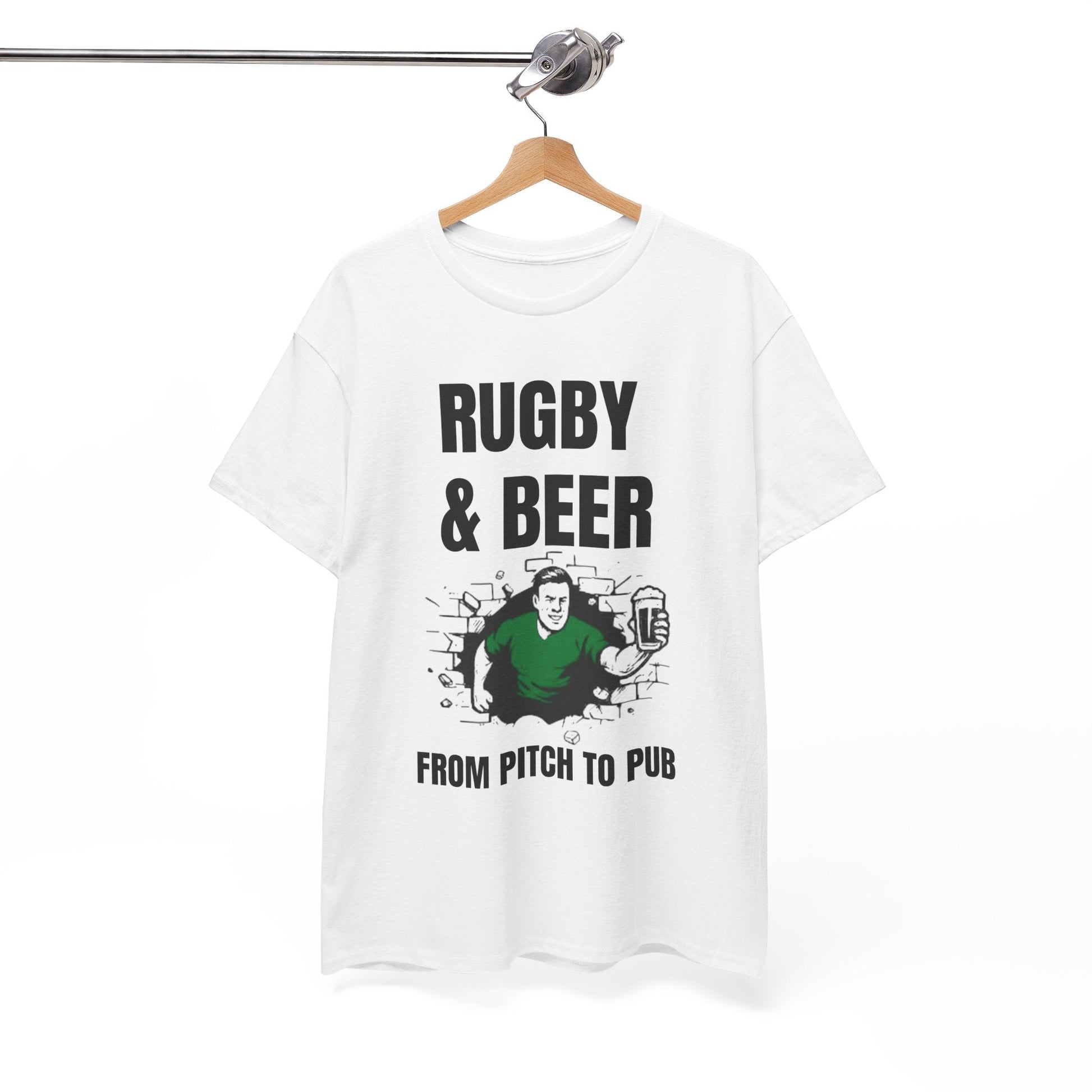 Rugby & Beer T-Shirt – From the Pitch to the Pub | Irish Rugby Fans Tee - Rugby & Beer