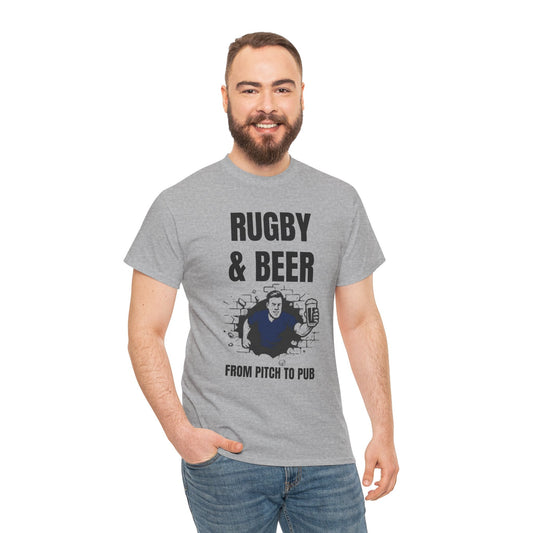Rugby & Beer T-Shirt – From the Pitch to the Pub | Scottish Rugby Fans Tee - Rugby & Beer