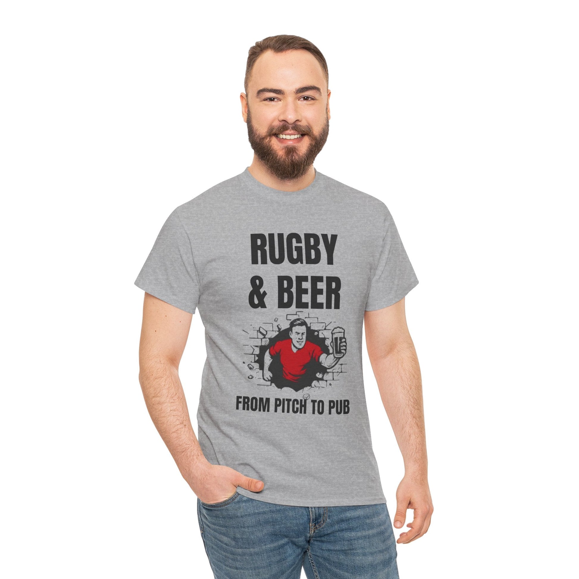Rugby & Beer T-Shirt – From the Pitch to the Pub | Welsh Rugby Fans Tee - Rugby & Beer