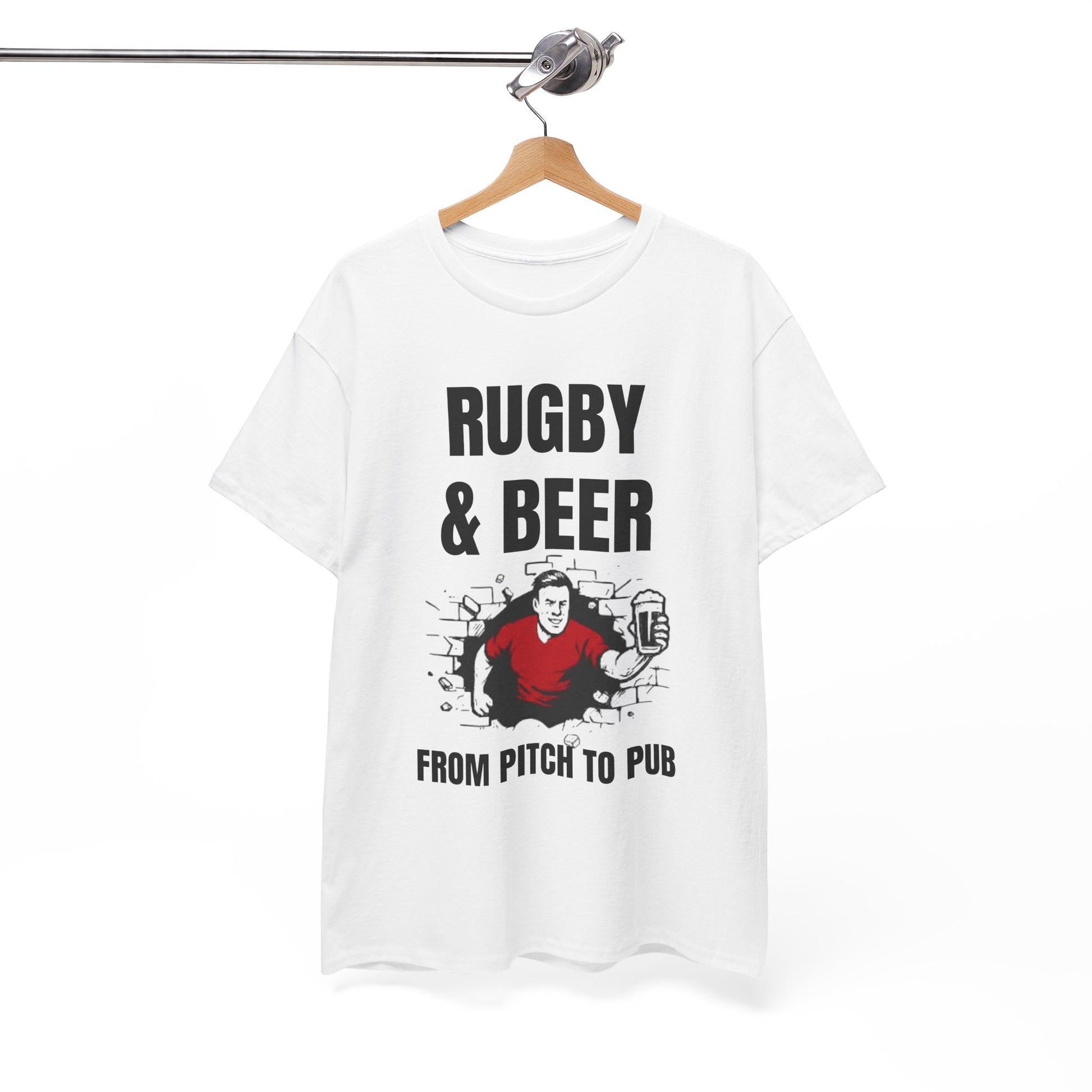 Rugby & Beer T-Shirt – From the Pitch to the Pub | Welsh Rugby Fans Tee - Rugby & Beer