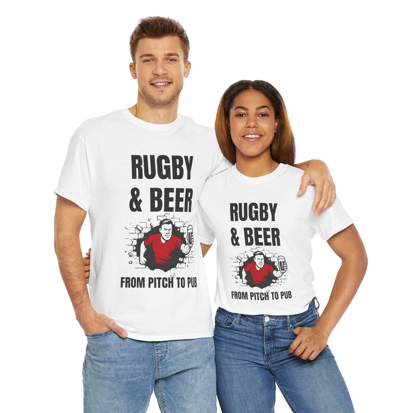Rugby & Beer T-Shirt – From the Pitch to the Pub | Welsh Rugby Fans Tee - Rugby & Beer