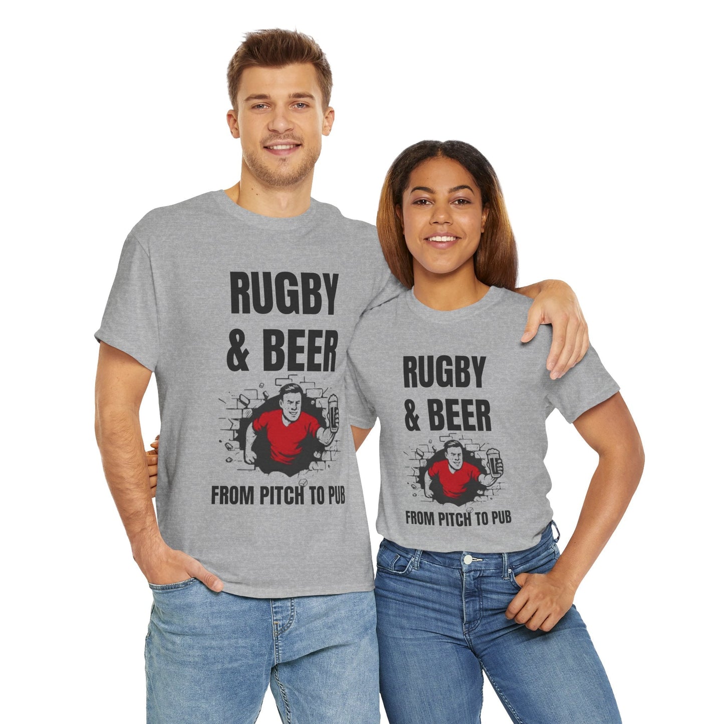 Rugby & Beer T-Shirt – From the Pitch to the Pub | Welsh Rugby Fans Tee - Rugby & Beer