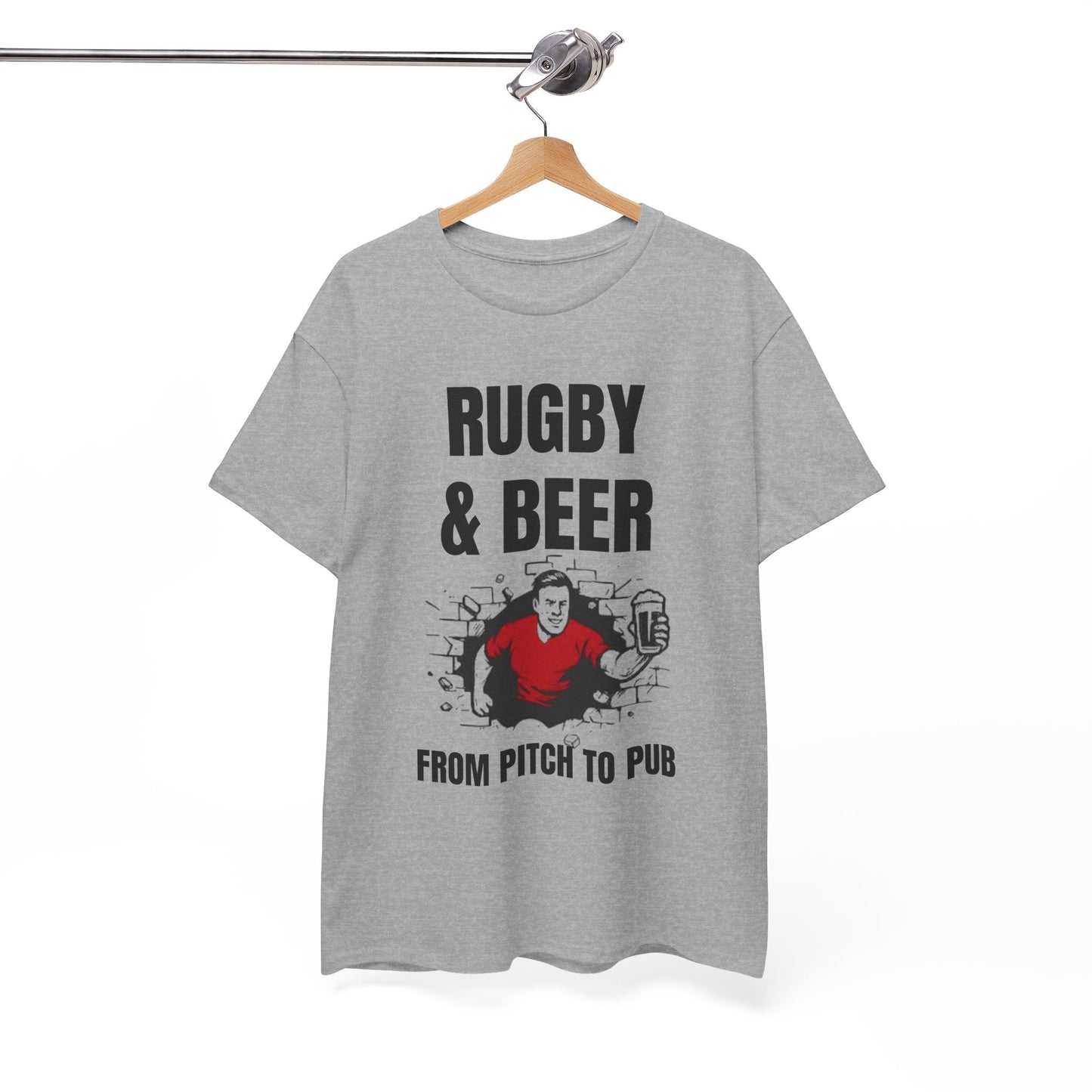 Rugby & Beer T-Shirt – From the Pitch to the Pub | Welsh Rugby Fans Tee - Rugby & Beer