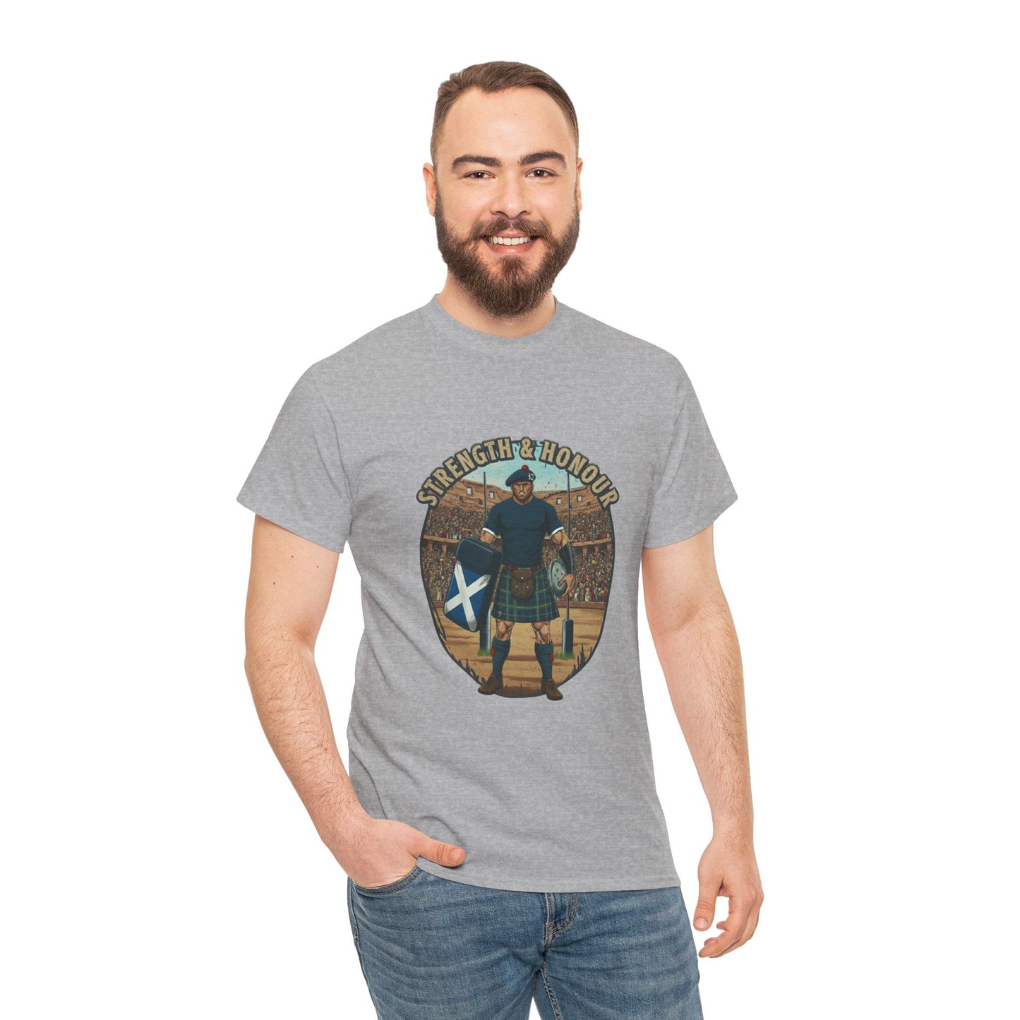 Rugby & Beer T-Shirt – Scottish Highland Warrior | Strength & Honour Tee for Scotland Rugby Fans - Rugby & Beer