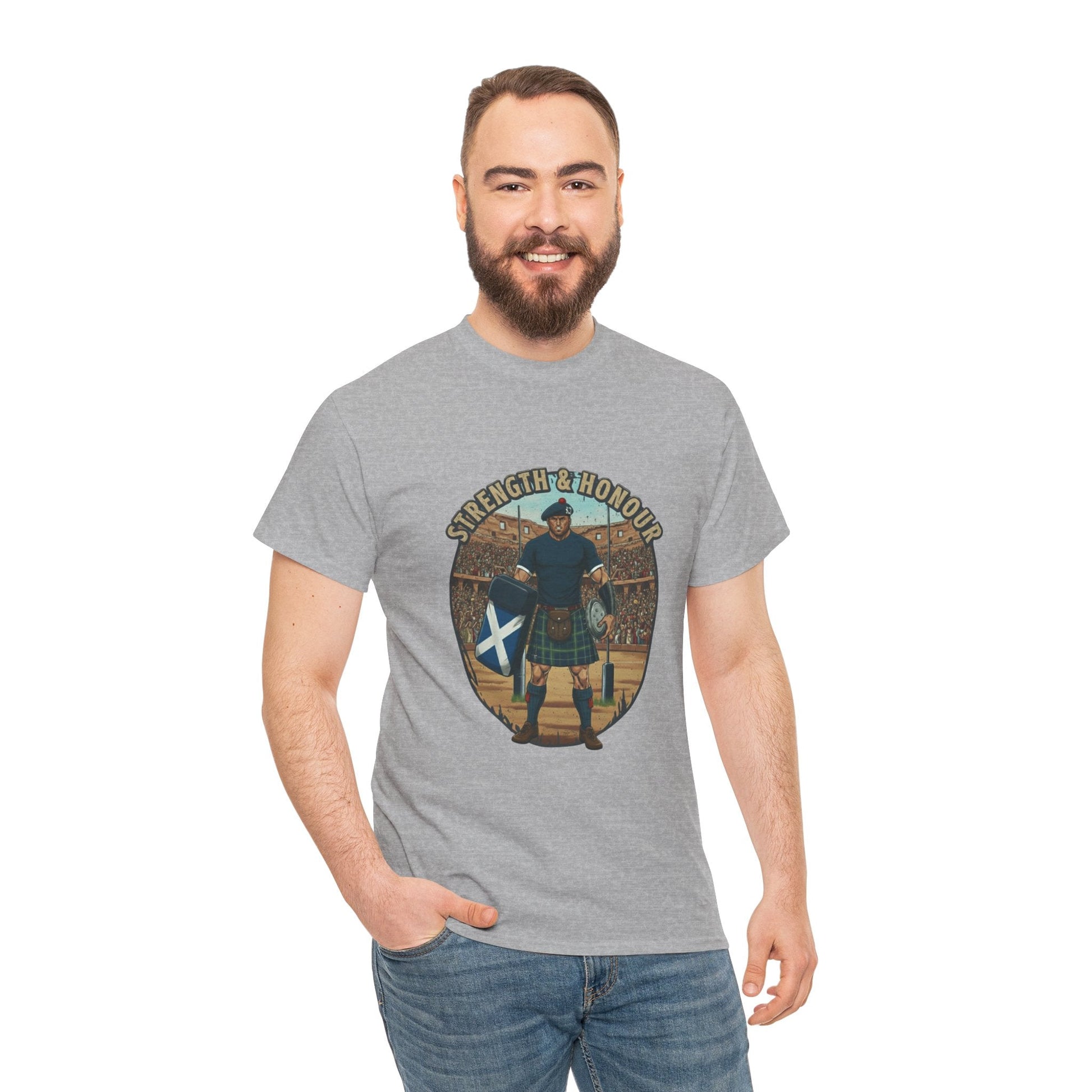 Rugby & Beer T-Shirt – Scottish Highland Warrior | Strength & Honour Tee for Scotland Rugby Fans - Rugby & Beer
