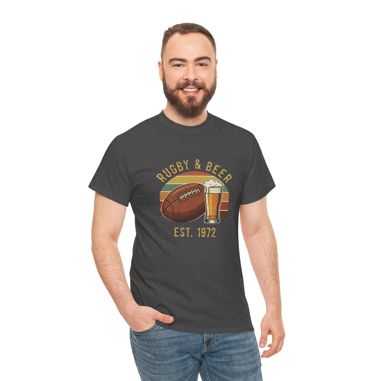 Rugby & Beer T-Shirt — Vintage Est. 1972 Retro Sports Tee - Rugby & Beer