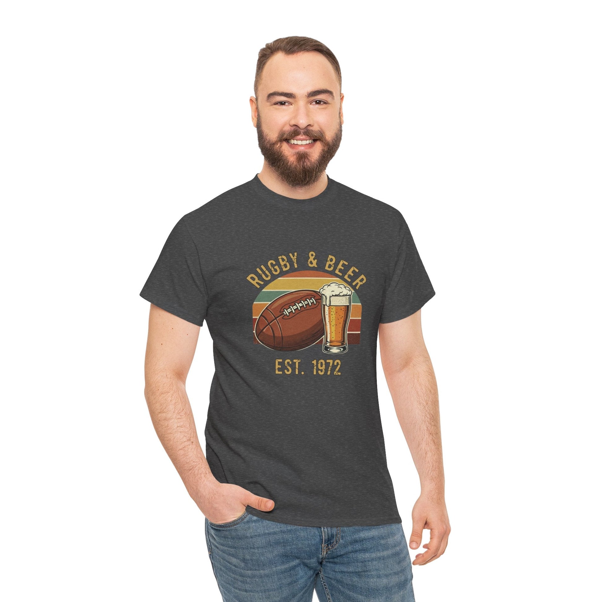 Rugby & Beer T-Shirt — Vintage Est. 1972 Retro Sports Tee - Rugby & Beer