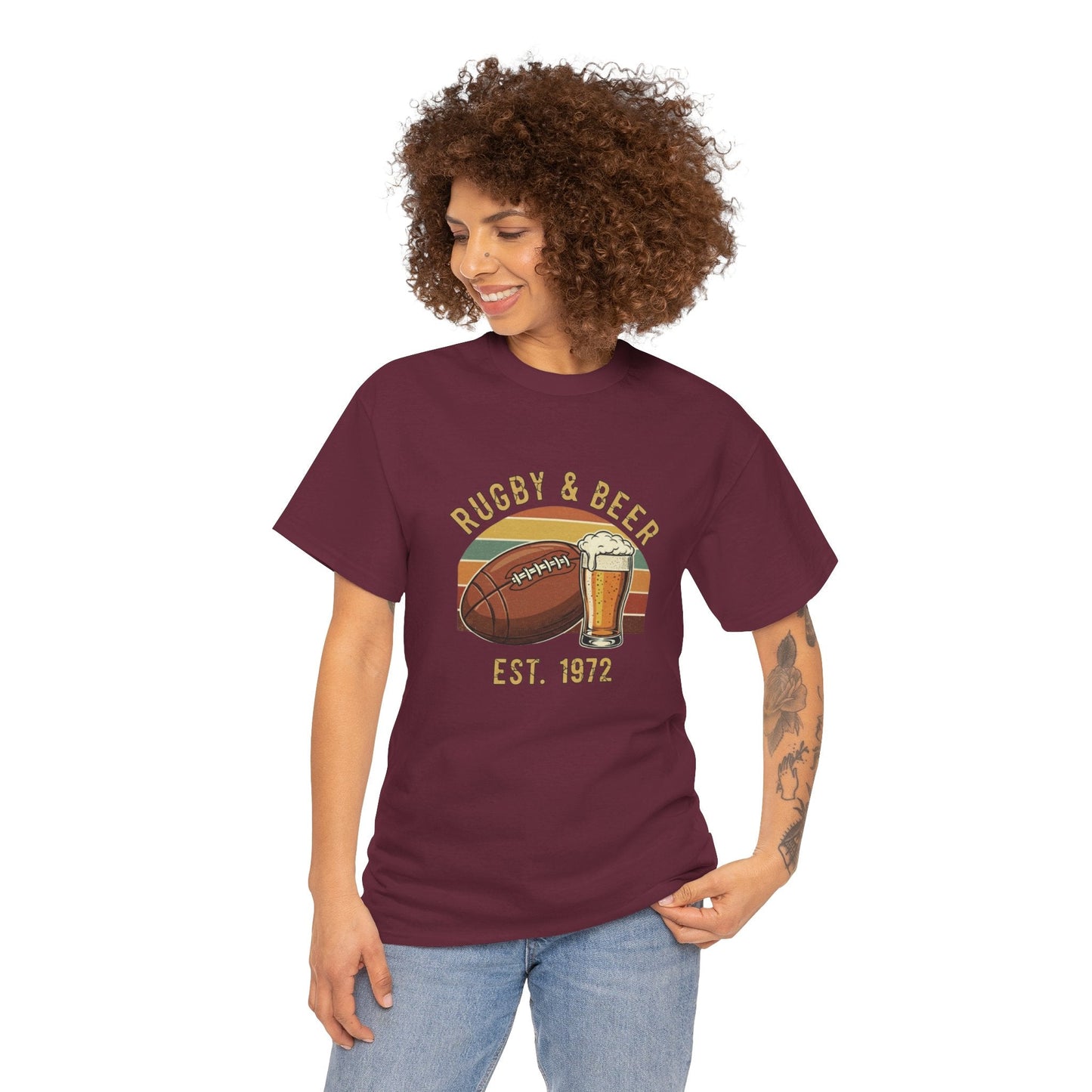 Rugby & Beer T-Shirt — Vintage Est. 1972 Retro Sports Tee - Rugby & Beer