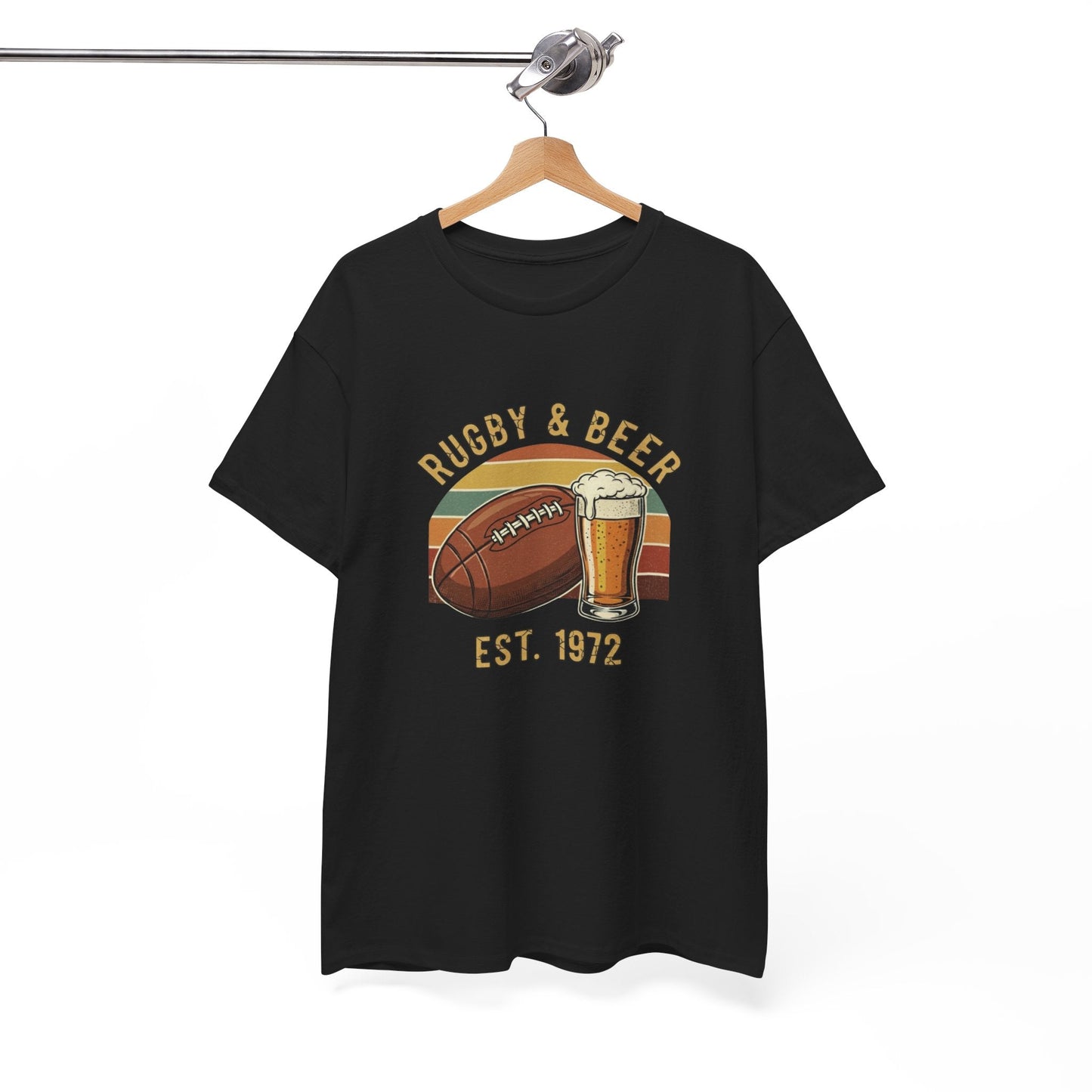 Rugby & Beer T-Shirt — Vintage Est. 1972 Retro Sports Tee - Rugby & Beer