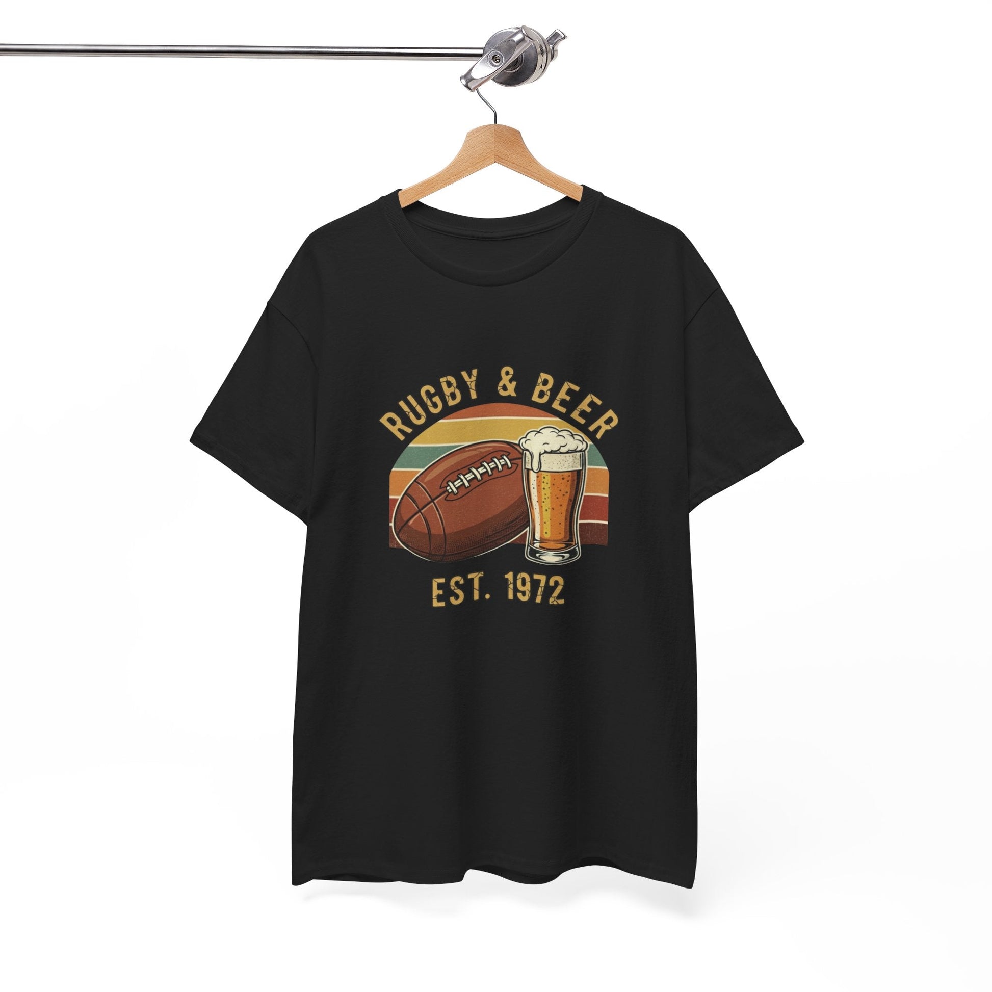 Rugby & Beer T-Shirt — Vintage Est. 1972 Retro Sports Tee - Rugby & Beer