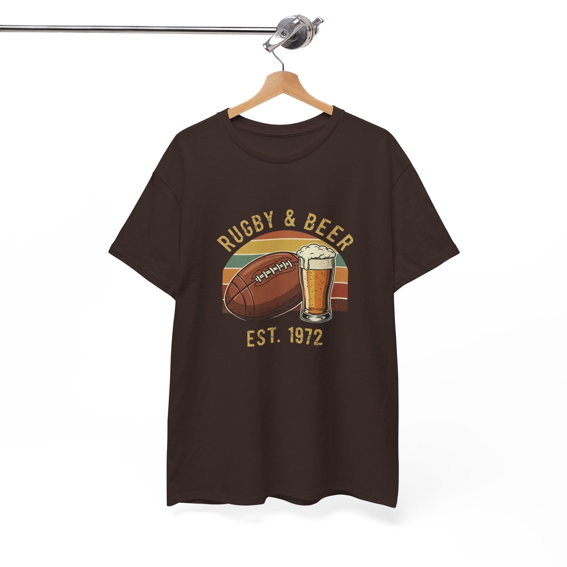 Rugby & Beer T-Shirt — Vintage Est. 1972 Retro Sports Tee - Rugby & Beer