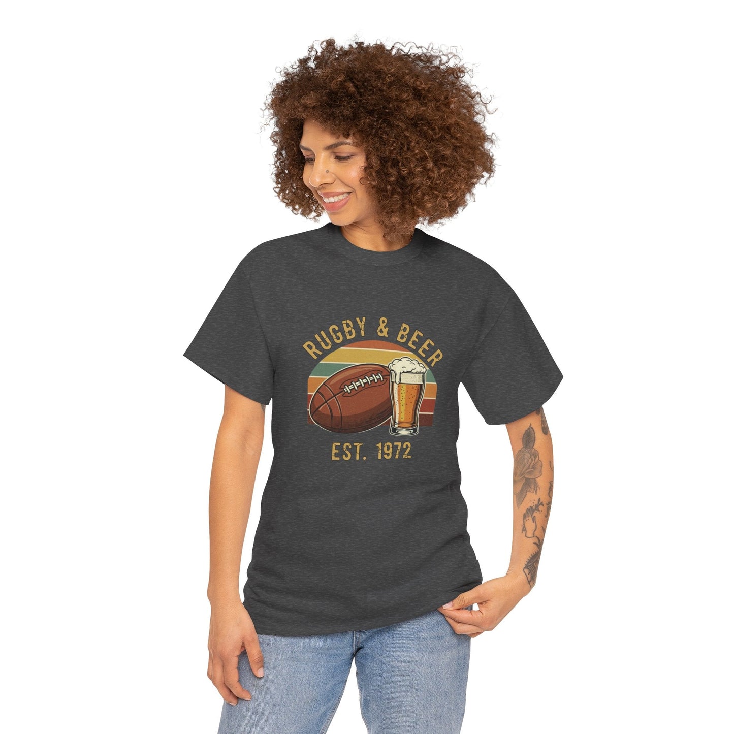 Rugby & Beer T-Shirt — Vintage Est. 1972 Retro Sports Tee - Rugby & Beer