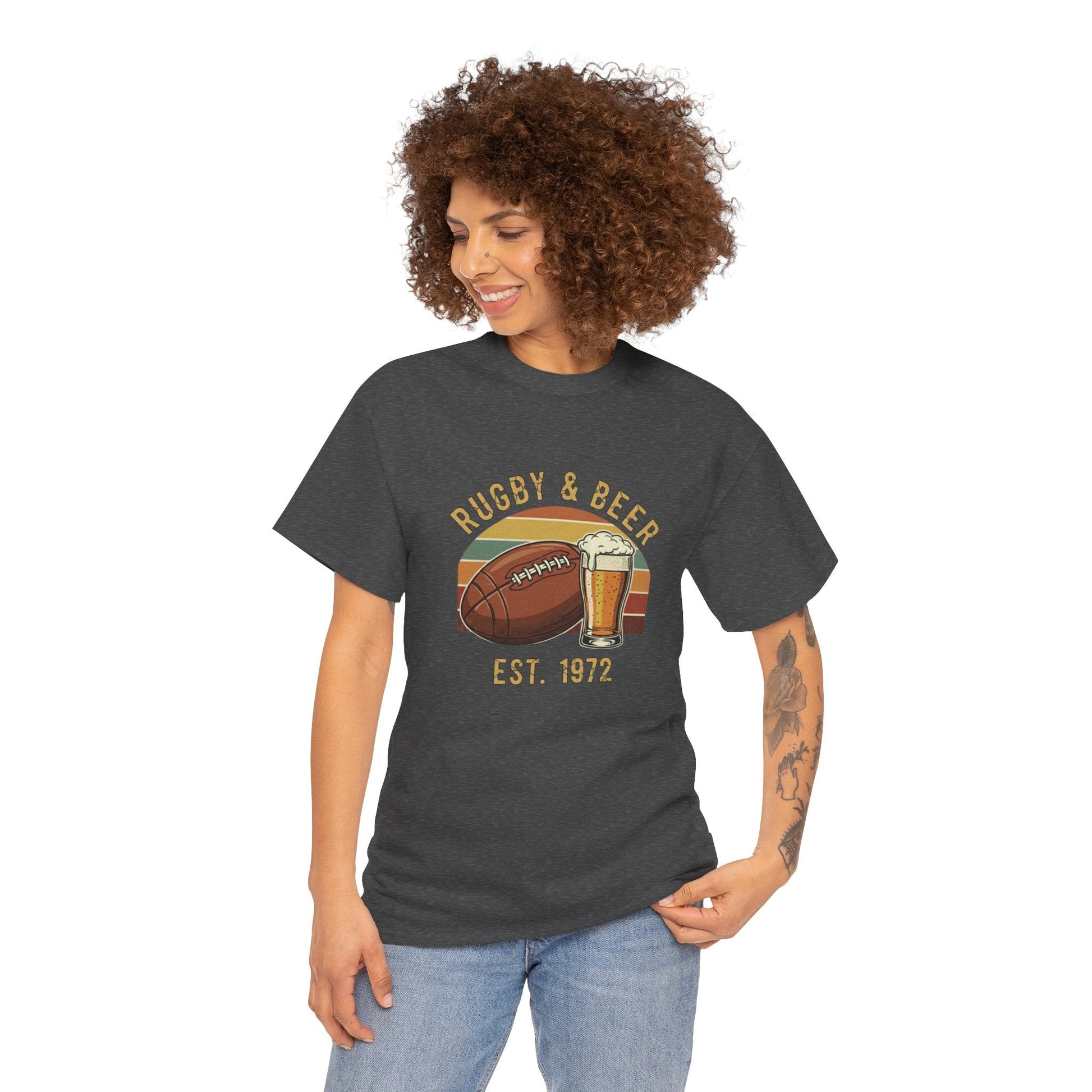 Rugby & Beer T-Shirt — Vintage Est. 1972 Retro Sports Tee - Rugby & Beer