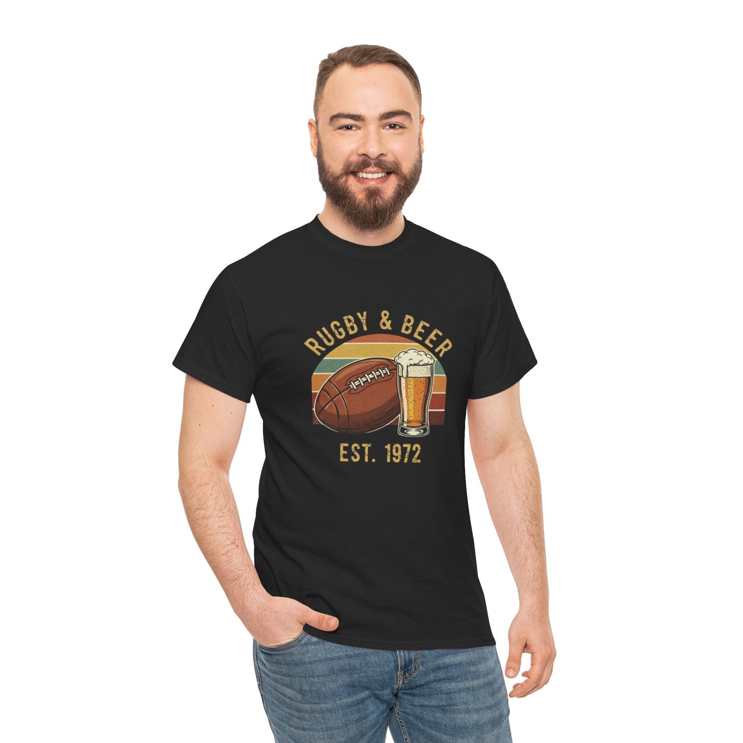 Rugby & Beer T-Shirt — Vintage Est. 1972 Retro Sports Tee - Rugby & Beer