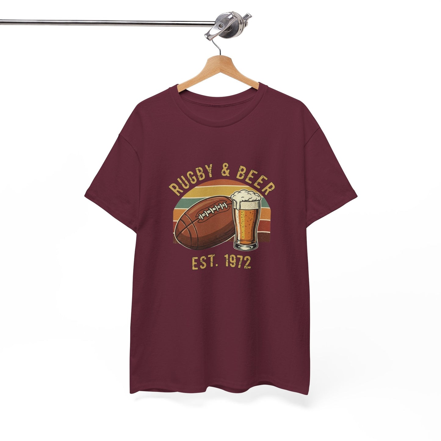 Rugby & Beer T-Shirt — Vintage Est. 1972 Retro Sports Tee - Rugby & Beer