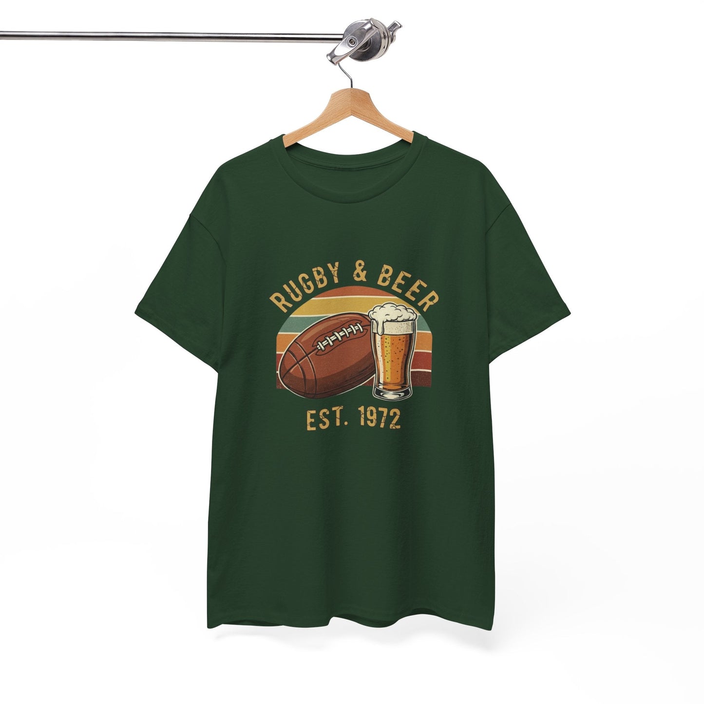 Rugby & Beer T-Shirt — Vintage Est. 1972 Retro Sports Tee - Rugby & Beer