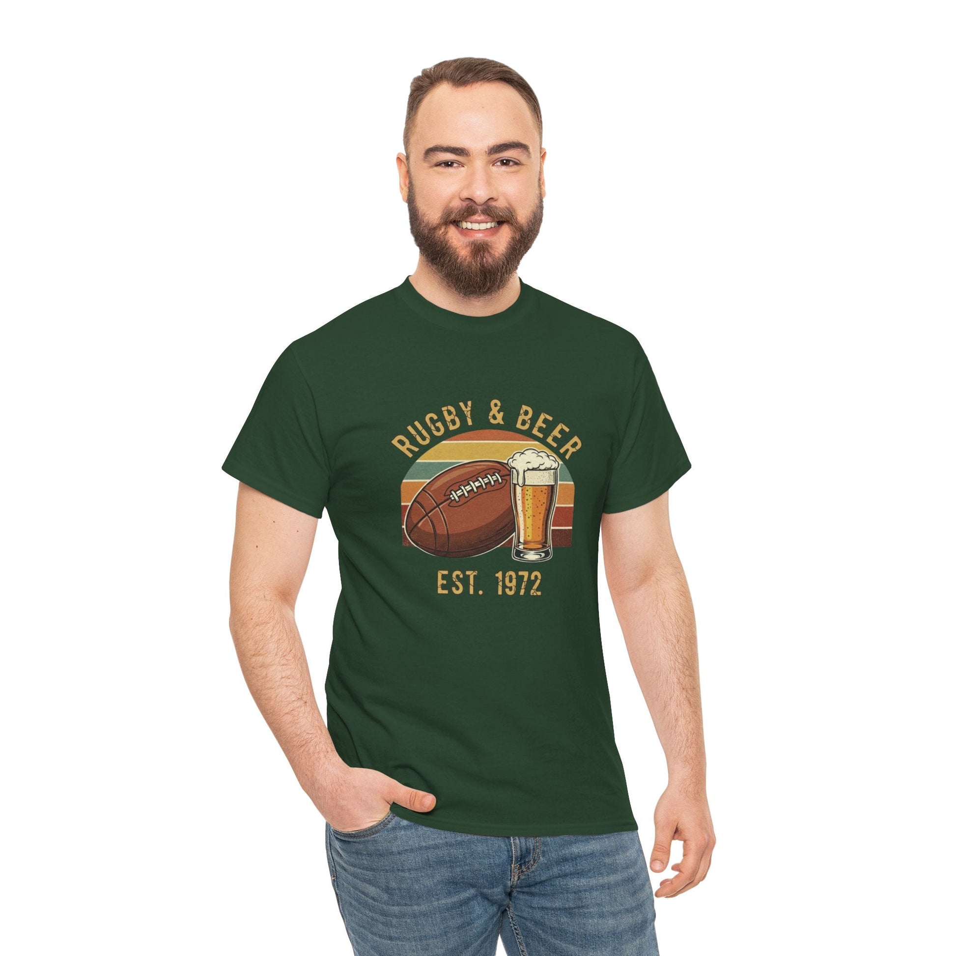 Rugby & Beer T-Shirt — Vintage Est. 1972 Retro Sports Tee - Rugby & Beer